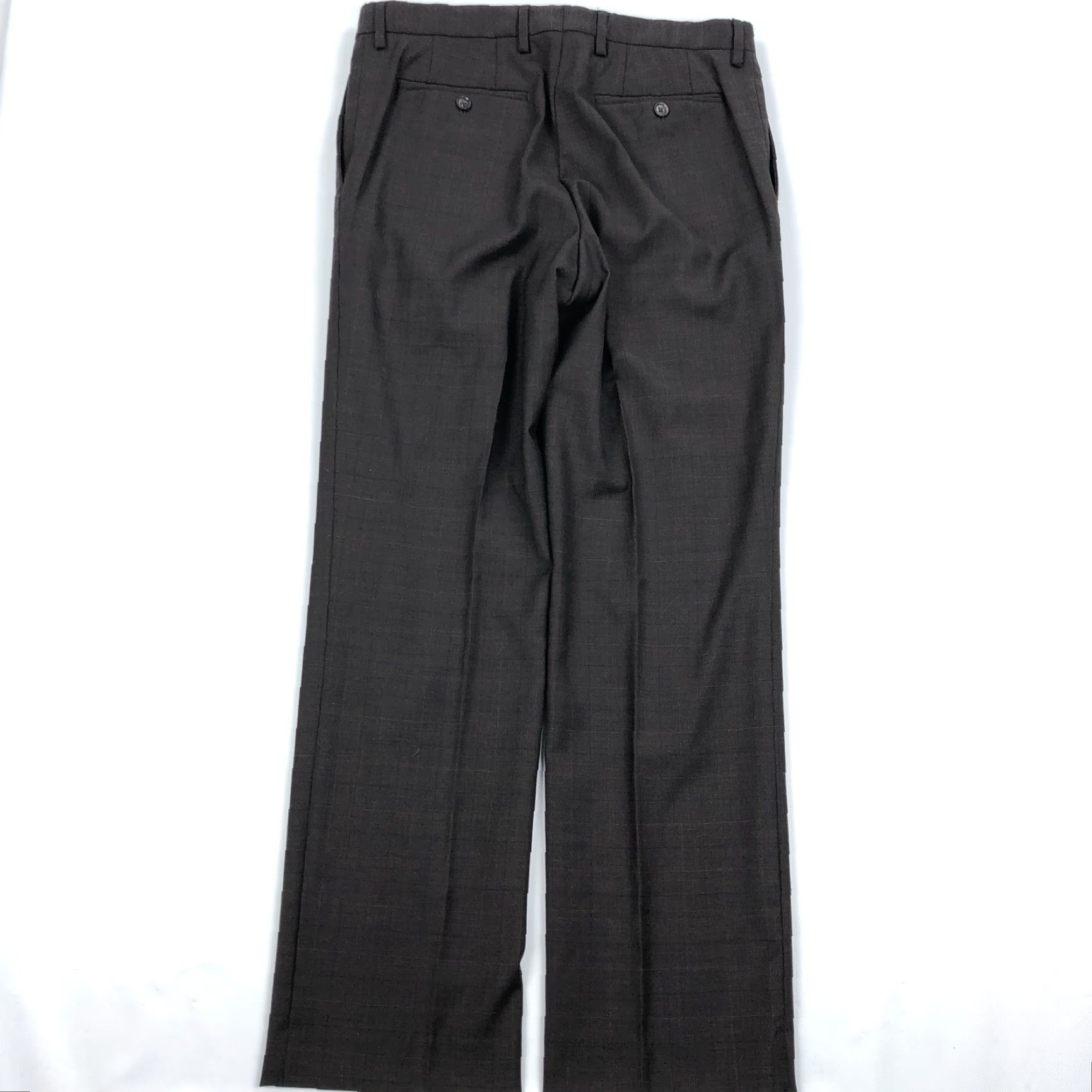 Banana Republic VINTAGE Banana Republic Classic Fit Pants Mens 33x32 Brown Wool Blend Plaid Check Dress Pants Size US 33 - 3 Thumbnail