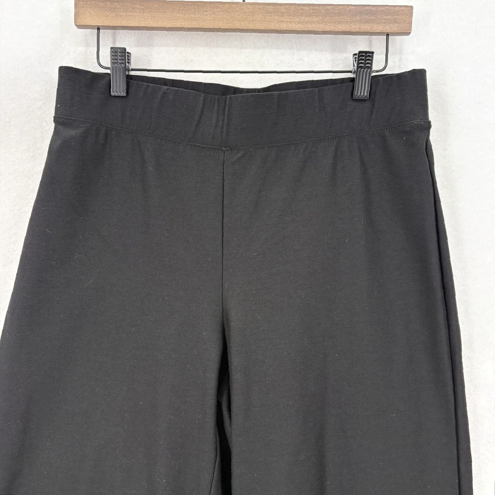 Vintage Chico's Wide Leg Crop Pants Womens Medium Black Pull On Slinky Knit Crepe Size 32" / US 10 / IT 46 - 2 Thumbnail