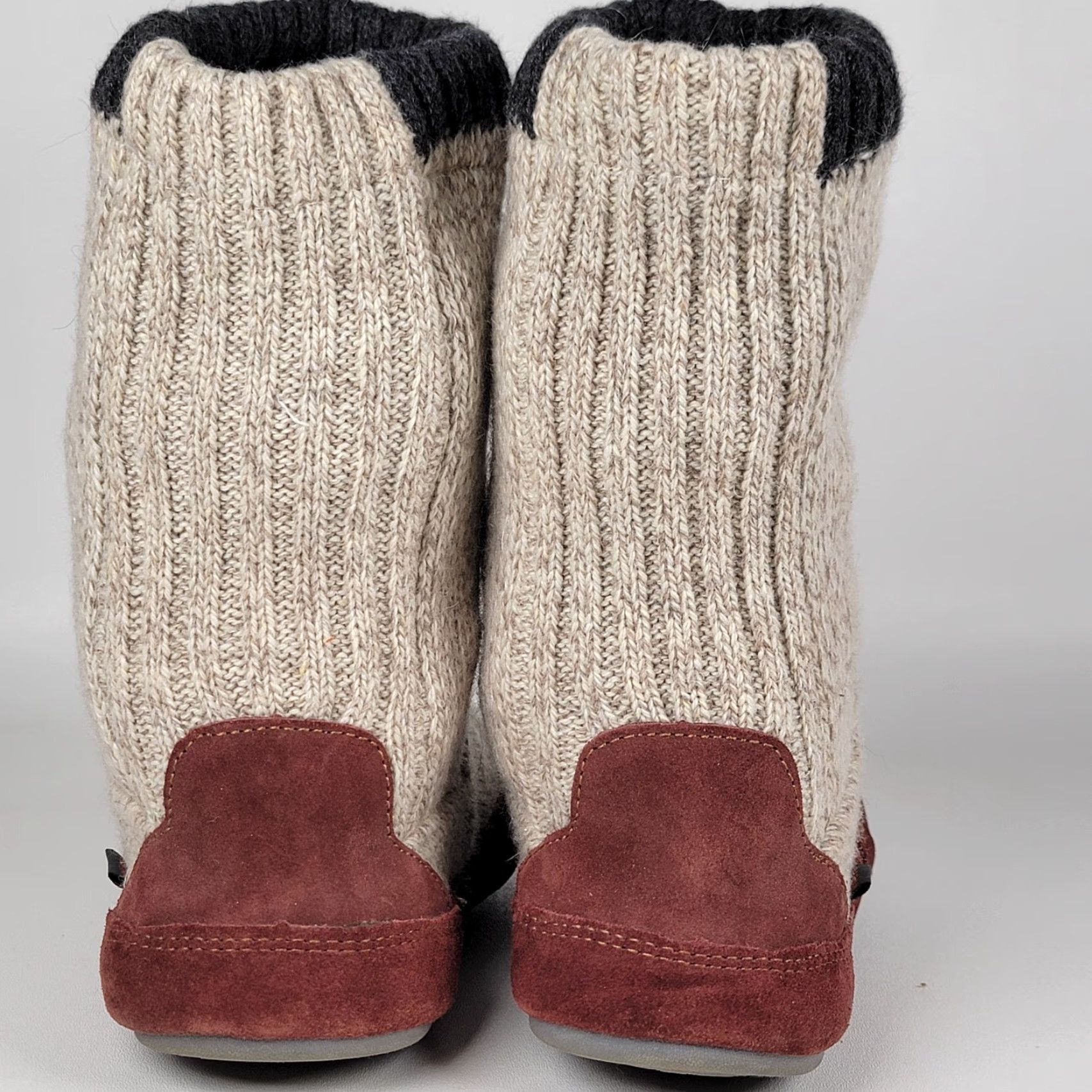 Vintage Acorn Men's Slouch Boots 9-10 Non-Slip Sole Biege Ragg Wool Brown Suede Size US 9 / EU 42 - 7 Thumbnail