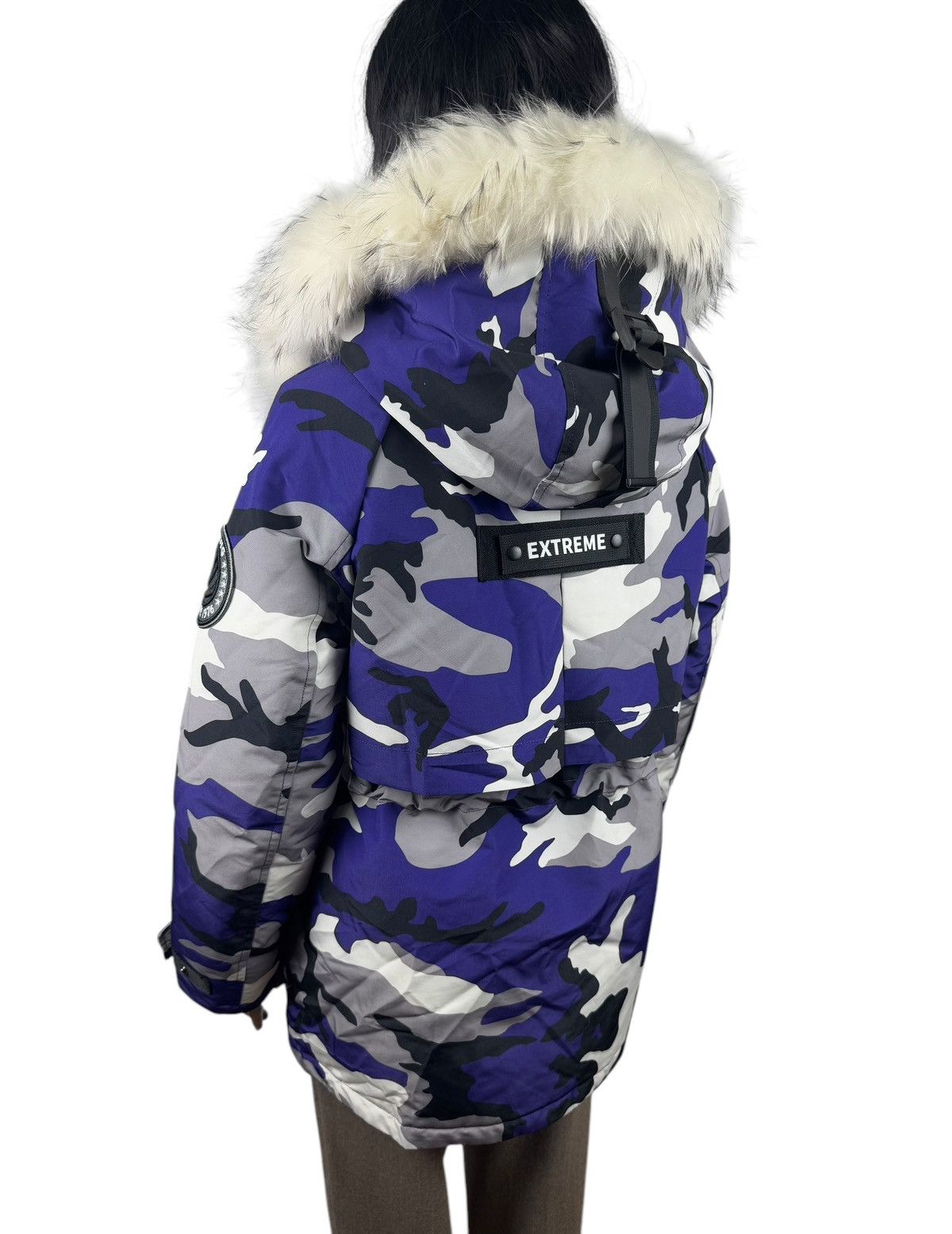 Designer Bosideng Camouflage Extreme Cold Down Parka Fur Trim Hooded Size S / US 4 / IT 40 - 8 Thumbnail