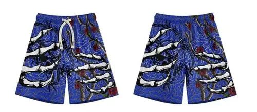 Japanese Brand Mibuki x Kida Vintage Hip Hop Skull Hand Floral Shorts Size US 32 / EU 48 - 5 Thumbnail