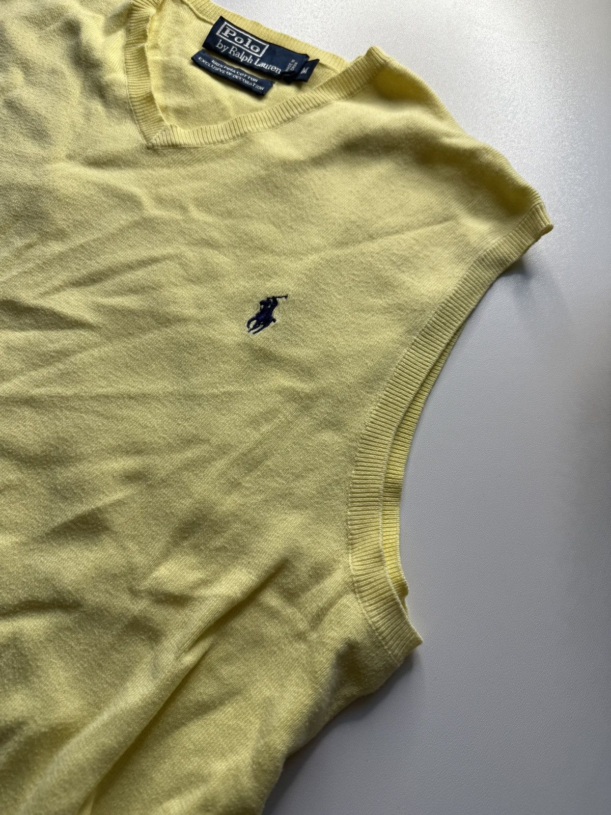 Polo Ralph Lauren × Vintage LACOSTE YELLOW COTTON SWEATER VEST WITH V-NECK AND RIBED HEM Size US M / EU 48-50 / 2 - 2 Thumbnail