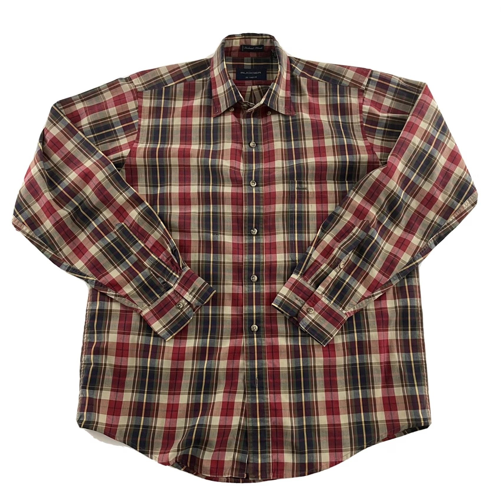 Gant GANT Rugger Foxhunt Plaid Long Sleeve Button-Up Shirt Mens Medium Red Size US M / EU 48-50 / 2 - 2 Thumbnail
