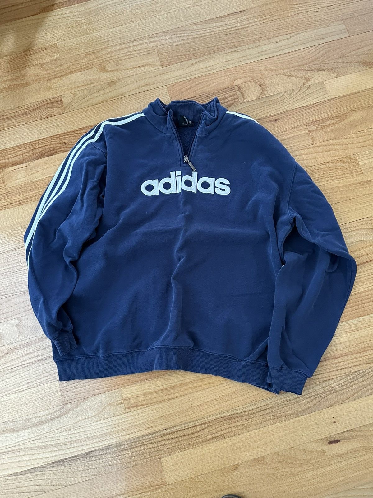 Adidas Blue Adidas Half Zip Size US XL / EU 56 / 4 - 1 Thumbnail