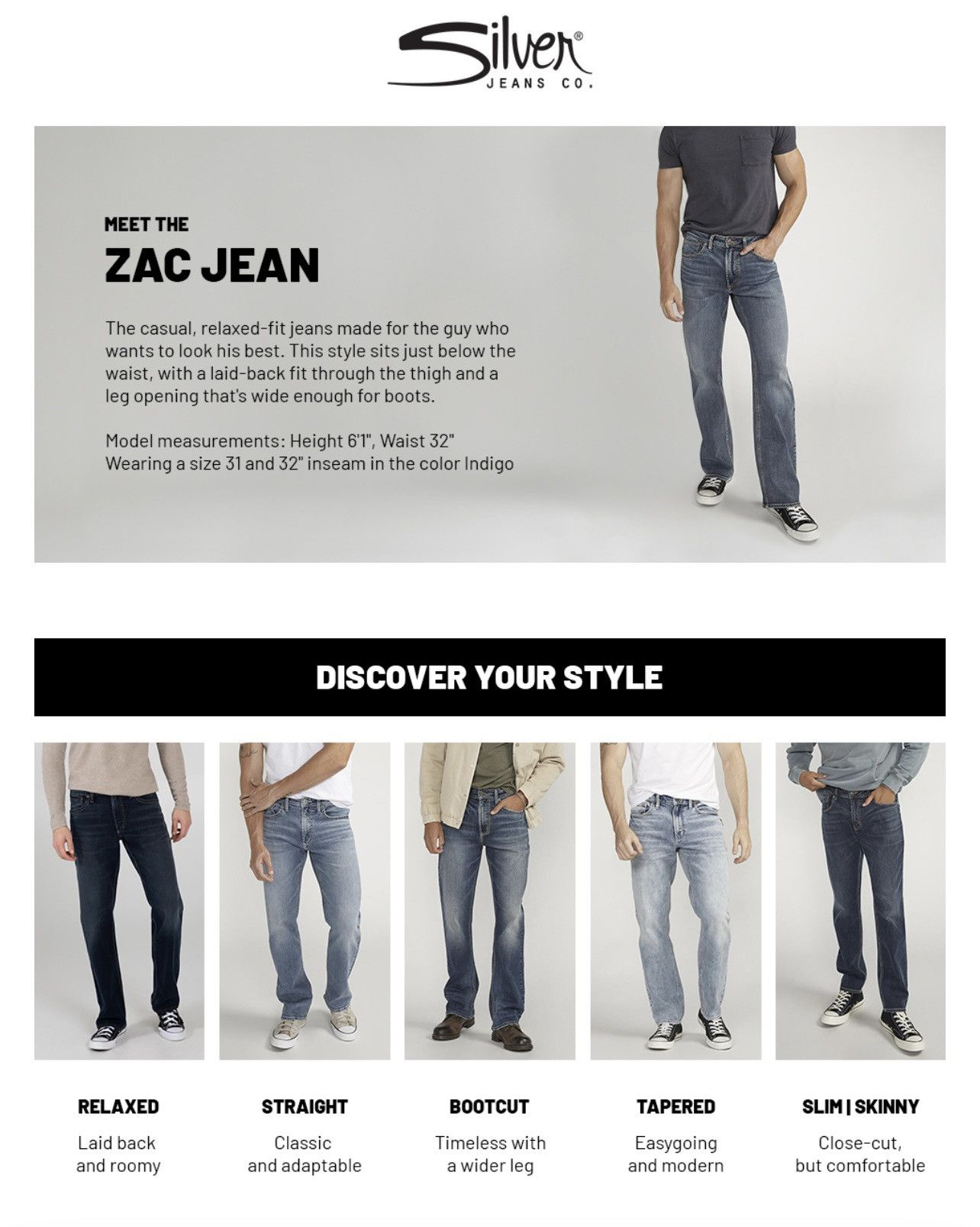 Silver Jeans Co. Men’s Silver Jeans Co Zac Relaxed Fit Jeans Size US 33 - 3 Thumbnail