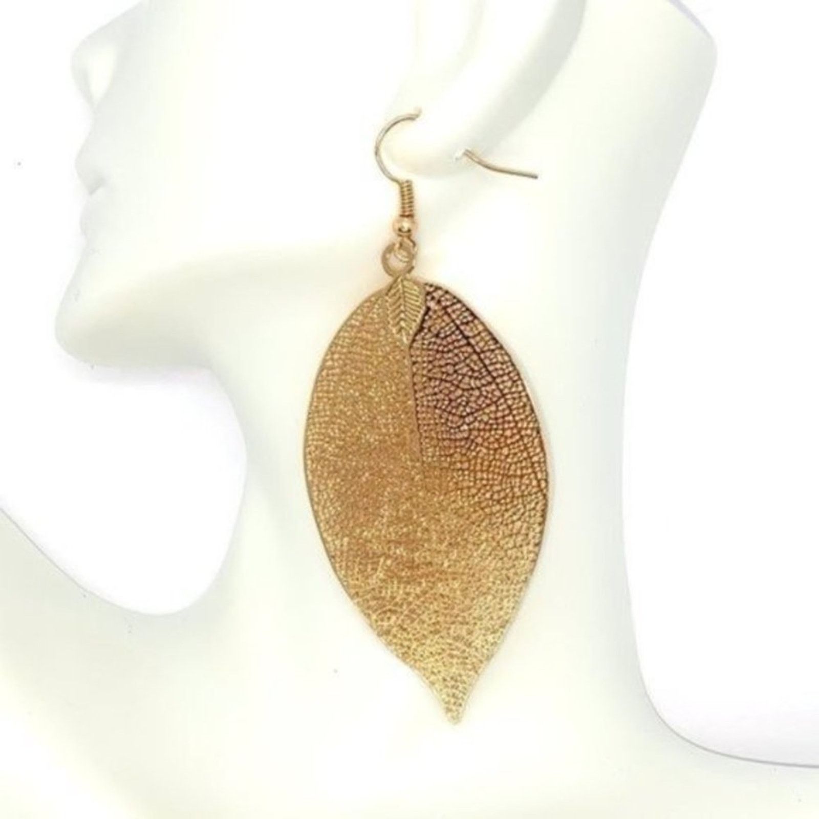 Other Gold-Tone Laser Cut Leaf Dangle Earrings Size ONE SIZE - 1 Thumbnail