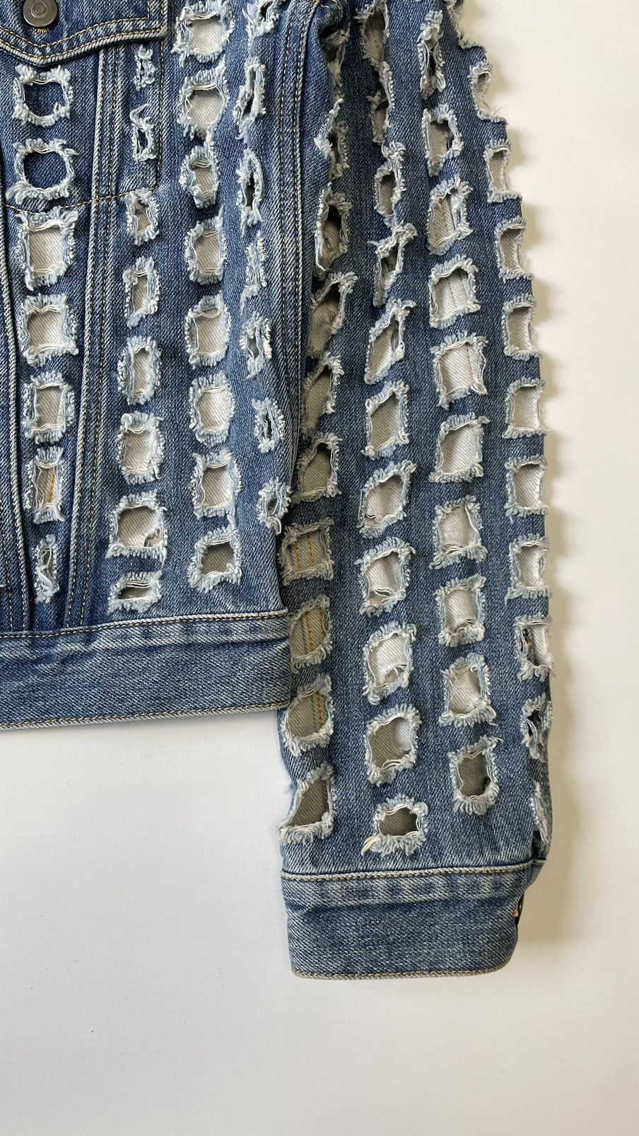Maison Margiela ‘Laser Hole Cut’ Blue Denim Jacket Size S / US 4 / IT 40 - 9 Thumbnail