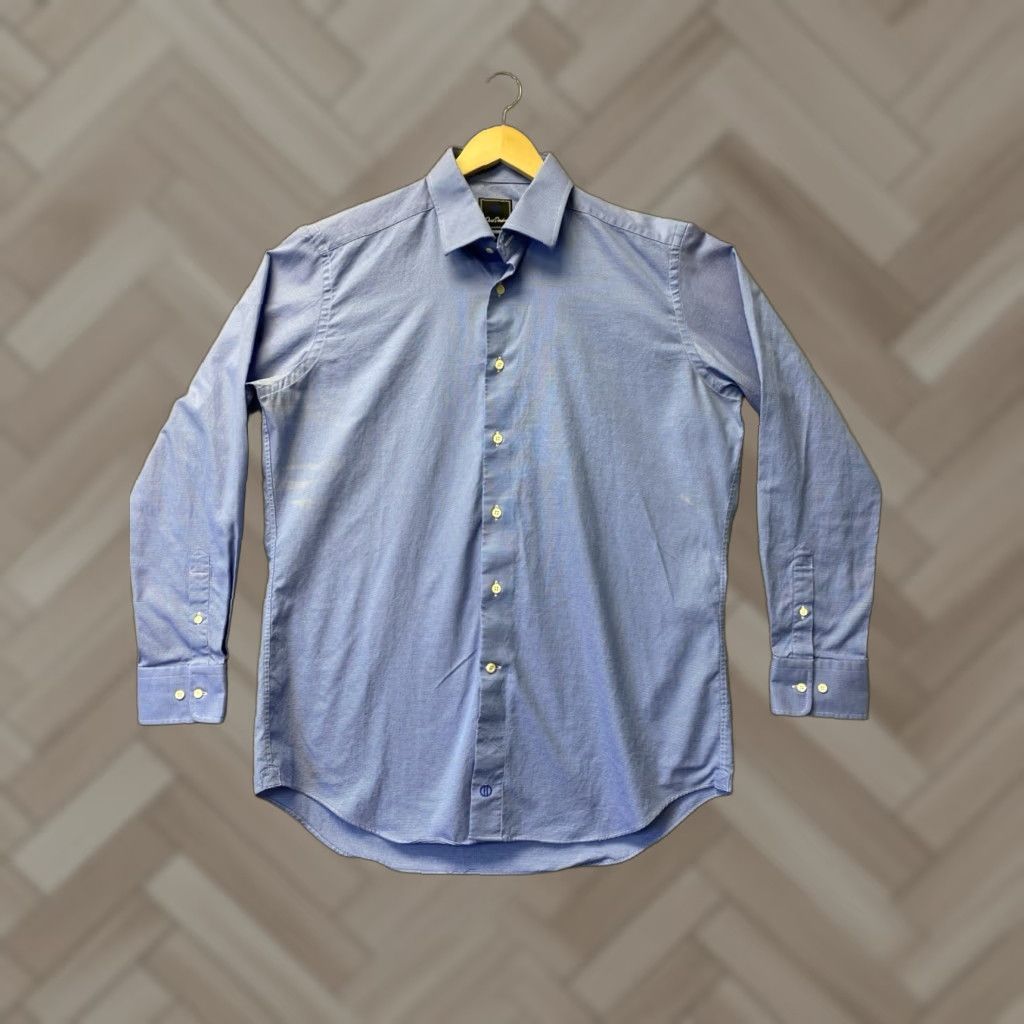 David Donahue DAVID DONAHUE Mens Button Shirt 17 34/35 Blue Cotton Dress Shirt Casual Business Party 17 Neck Spread Collar Barrel Cuff Size US XL / EU 56 / 4 - 1 Thumbnail