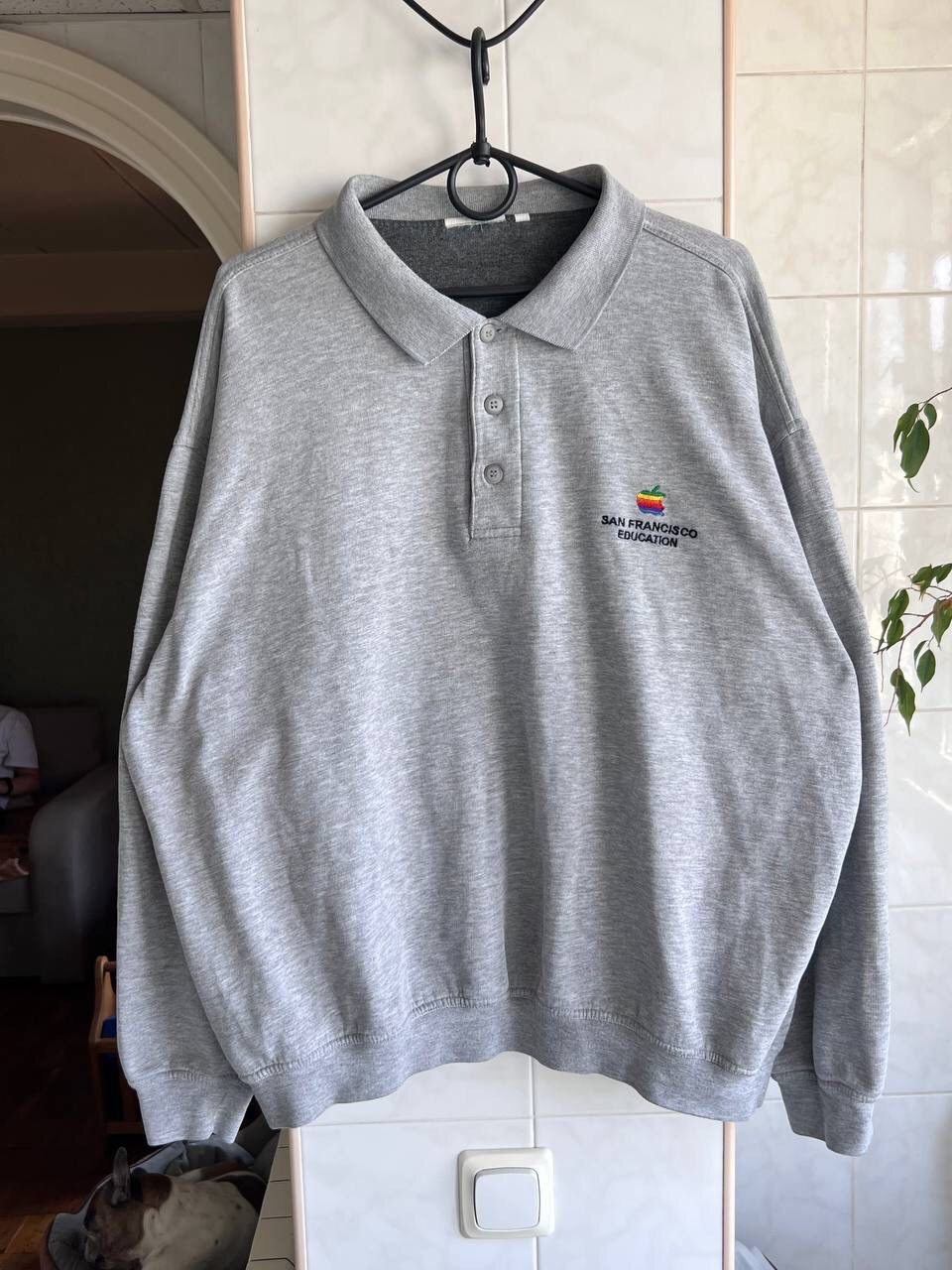 Apple Vintage 90s Apple Computer Sweatshirt Button SF Gray Size L Size US L / EU 52-54 / 3 - 1 Thumbnail