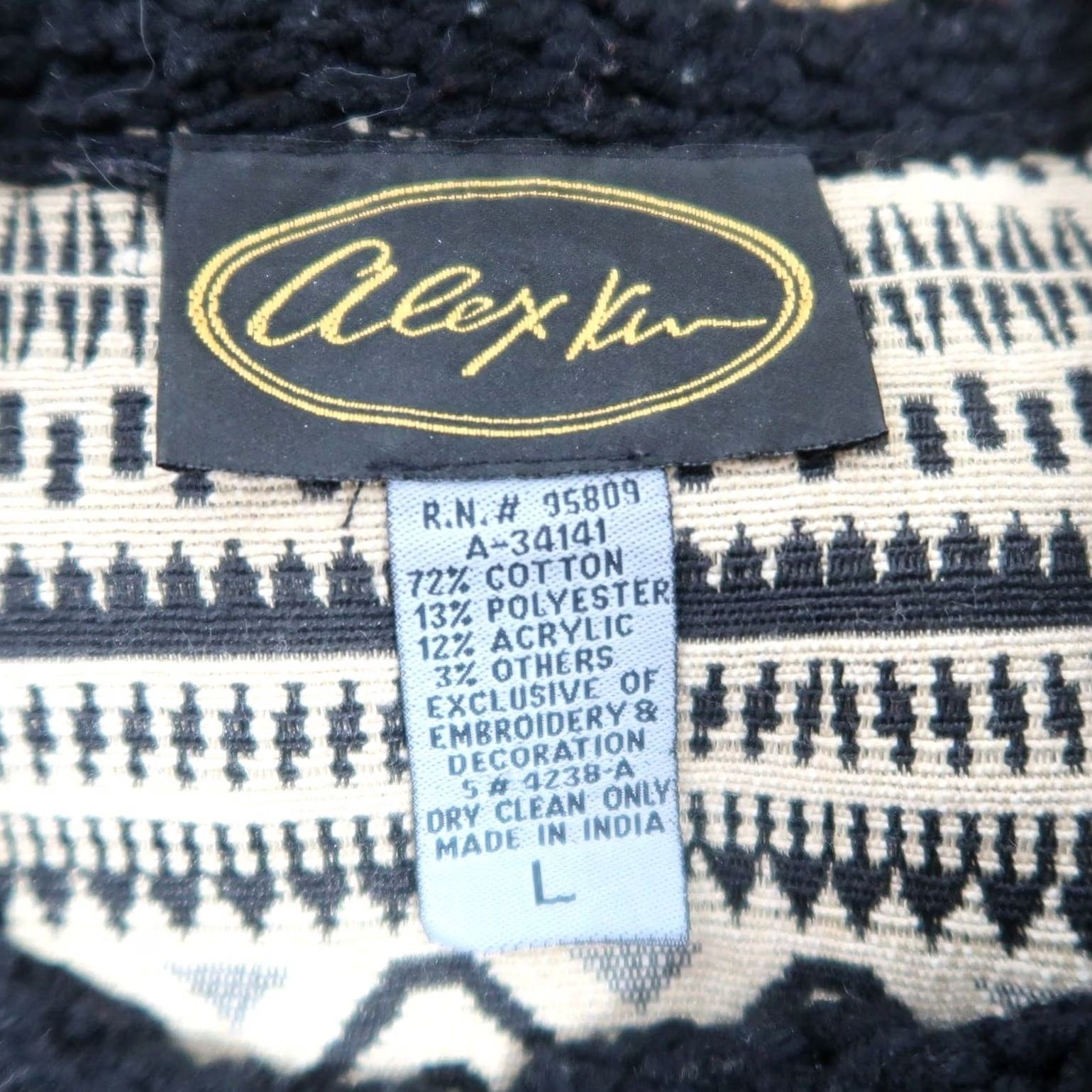 Vintage VINTAGE Jacket Womens L Black 90s Alex Kin red tan paisley geometric print knit Size L / US 10 / IT 46 - 6 Thumbnail