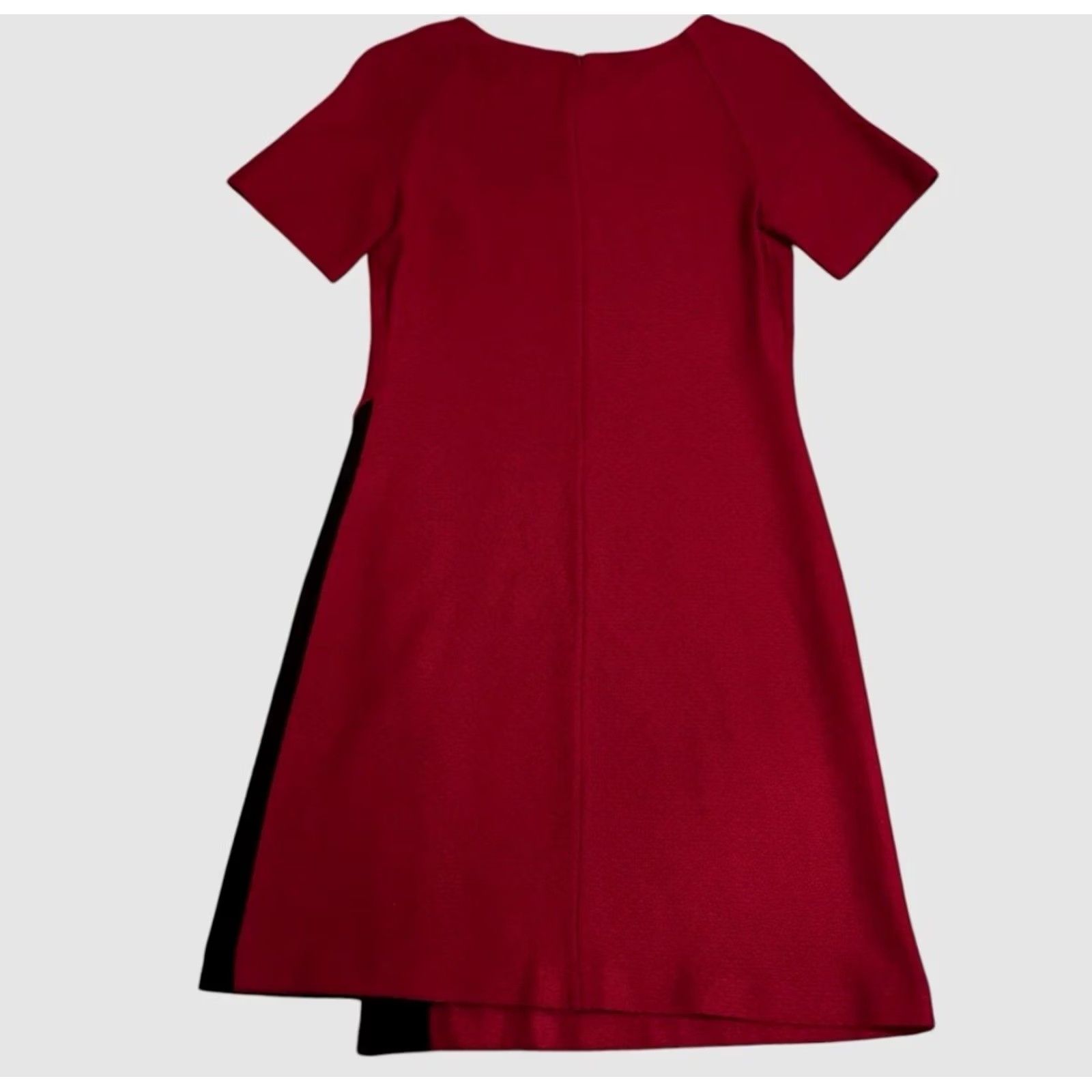 St. John St. John Dress Womens 4 Red Short Sleeve Sheath Gold Button Side Slit Size 27" / US 4 / IT 40 - 7 Thumbnail