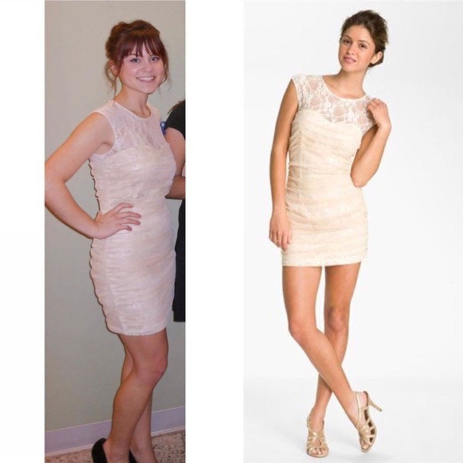 Other En Creme Tan and Cream Lace Tulle Mini Dress | Sz S Size S / US 4 / IT 40 - 5 Thumbnail