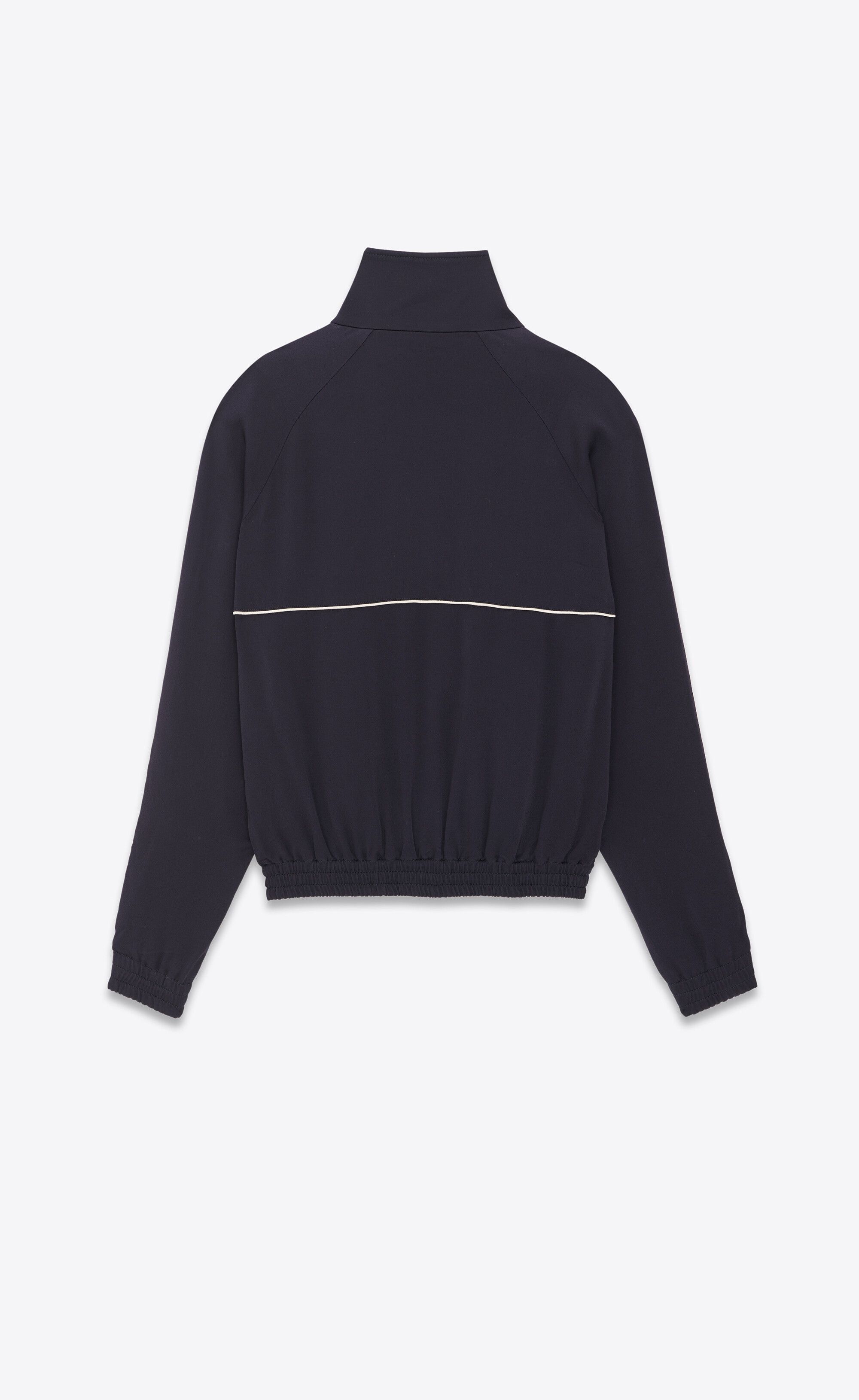 Saint Laurent Paris o1s1wg110225 733679 Teddy Jacket Crepe Satin Navy/White Size US L / EU 52-54 / 3 - 2 Thumbnail