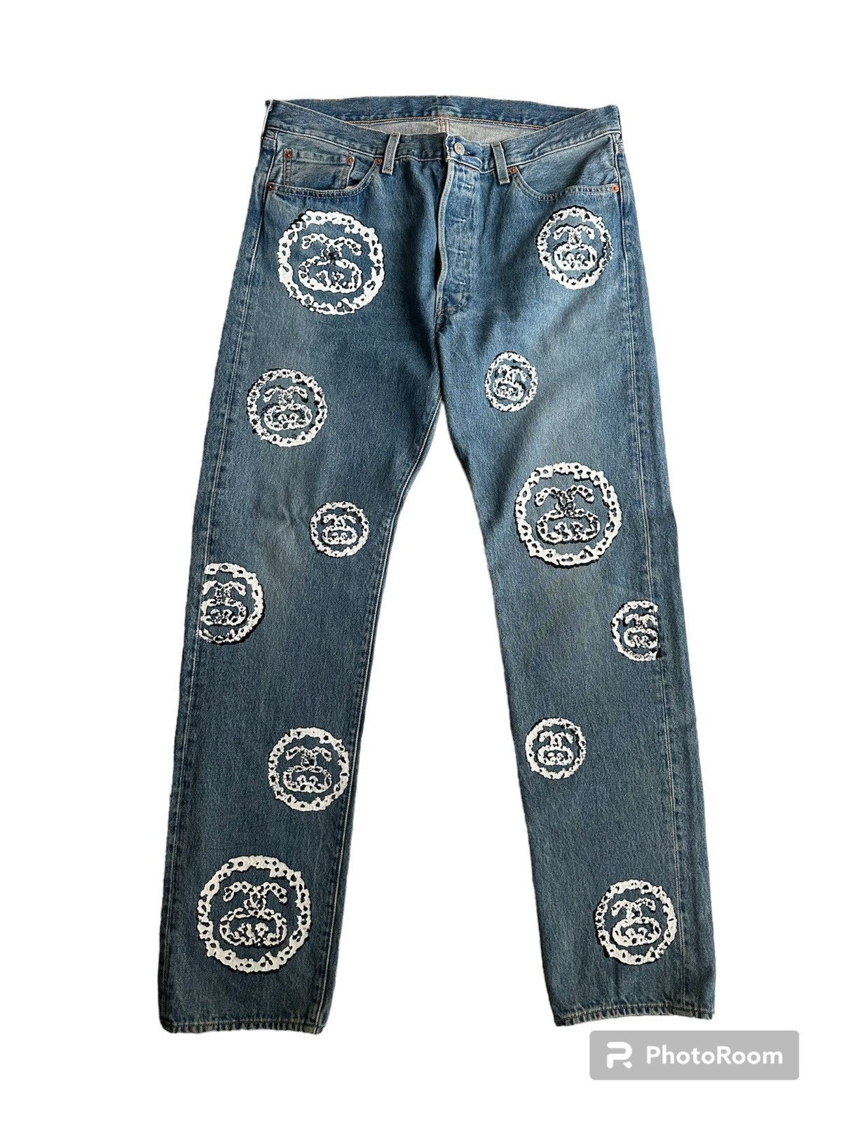 image of Denim Tears X Stussy Levi’S 501 Jeans Indigo in Blue, Men's (Size 36)