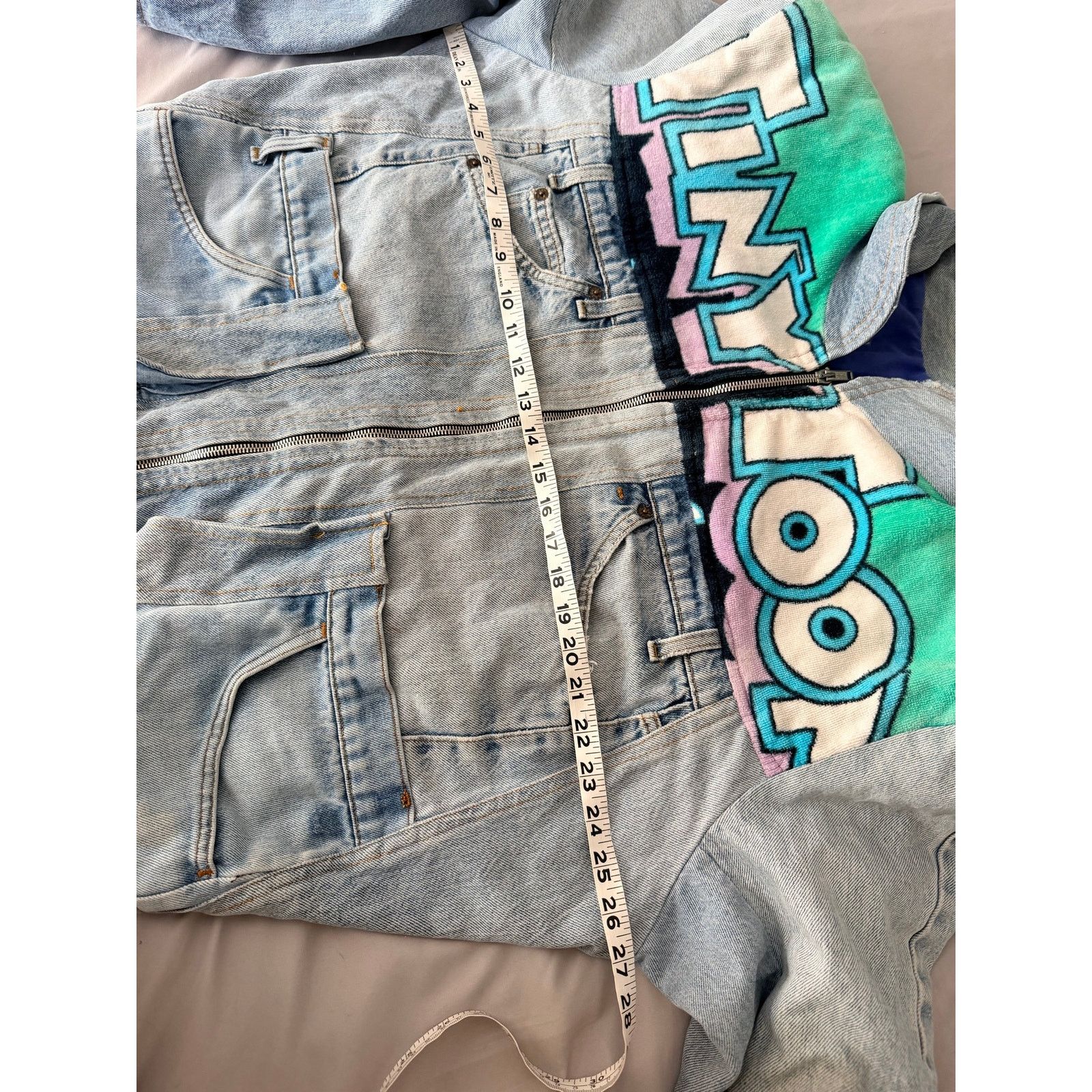 Too Cute Guetta Bros. 0259 Vtg 90s Too Cute Hollywood Tiny Toons Denim Jacket Size L / US 10 / IT 46 - 7 Thumbnail