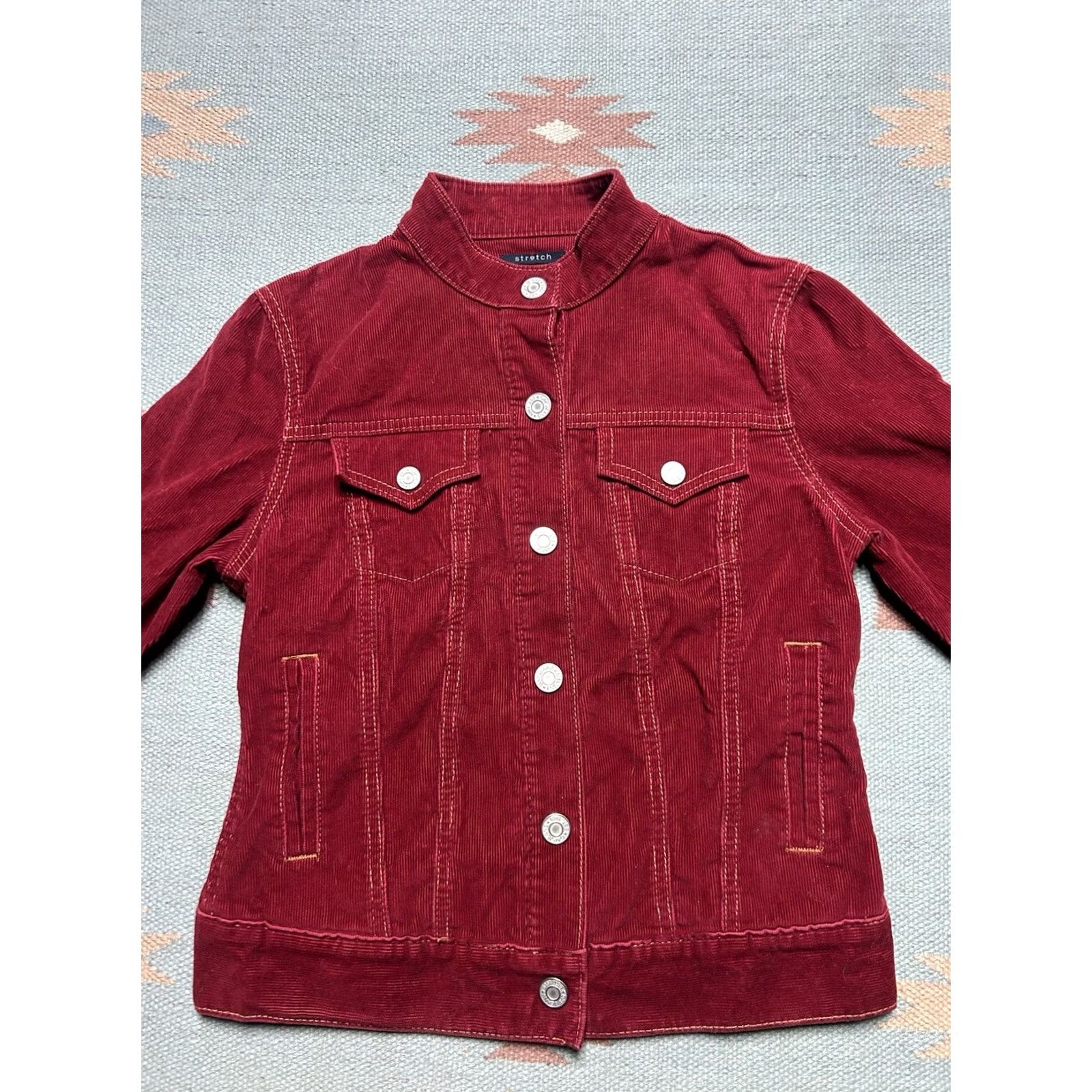 Gap VINTAGE Gap corduroy trucker jacket stretch red western 4 pocket women’s XS Size XS / US 0-2 / IT 36-38 - 3 Thumbnail