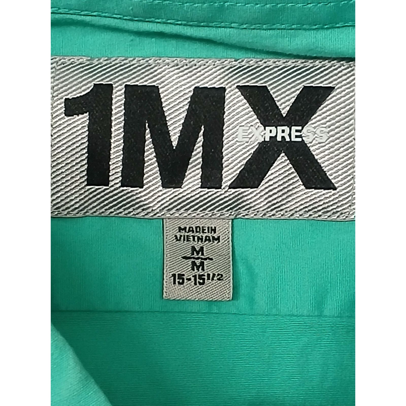 Express 1MX Express (Medium) Green Button Fitted Dress Shirt Size US M / EU 48-50 / 2 - 5 Thumbnail