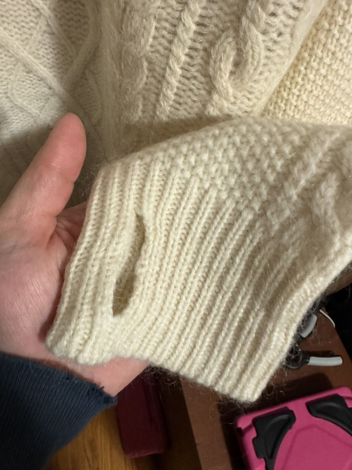 Sophnet. Sophnet Cream Cable Knit Sweater (SOPH-156133) Size US L / EU 52-54 / 3 - 3 Thumbnail