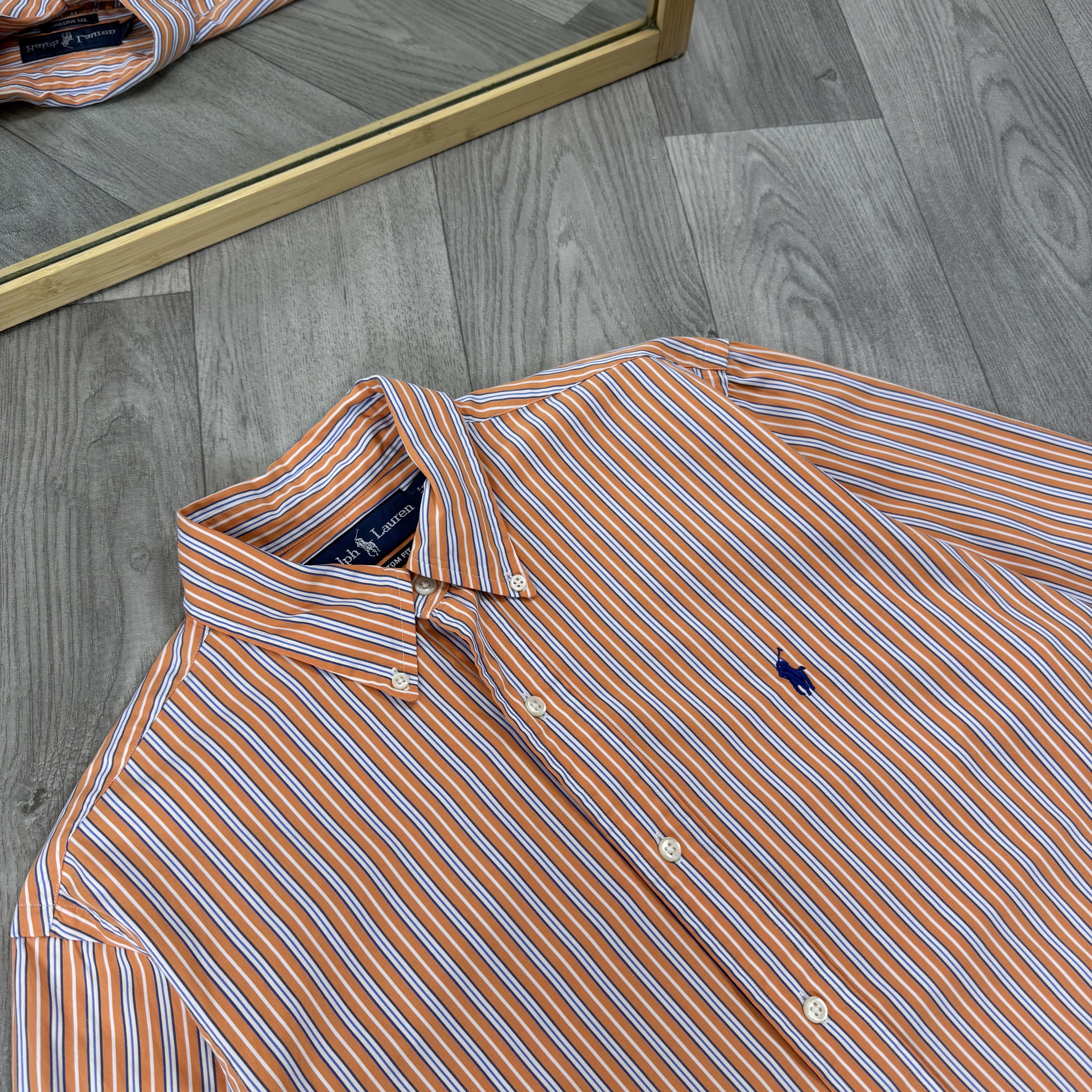 Polo Ralph Lauren Vintage Polo Ralph Lauren 90s Orange Striped Button Up Shirt Size US M / EU 48-50 / 2 - 7 Thumbnail