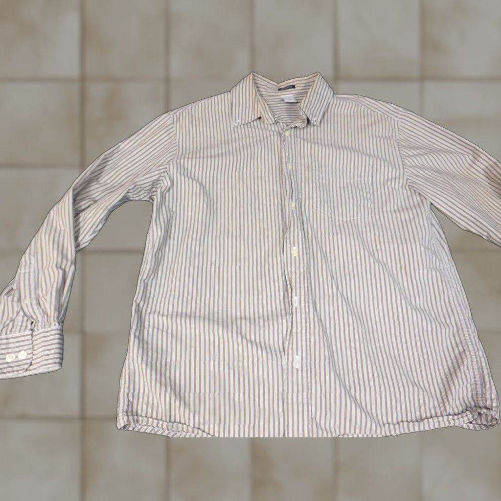 Old Navy Old Navy Shirt Mens Medium Brown Striped Button-Down Collared Long Sleeve Cotton Knit Pocketed Buttons Vintage? No (but no). Size US M / EU 48-50 / 2 - 1 Thumbnail