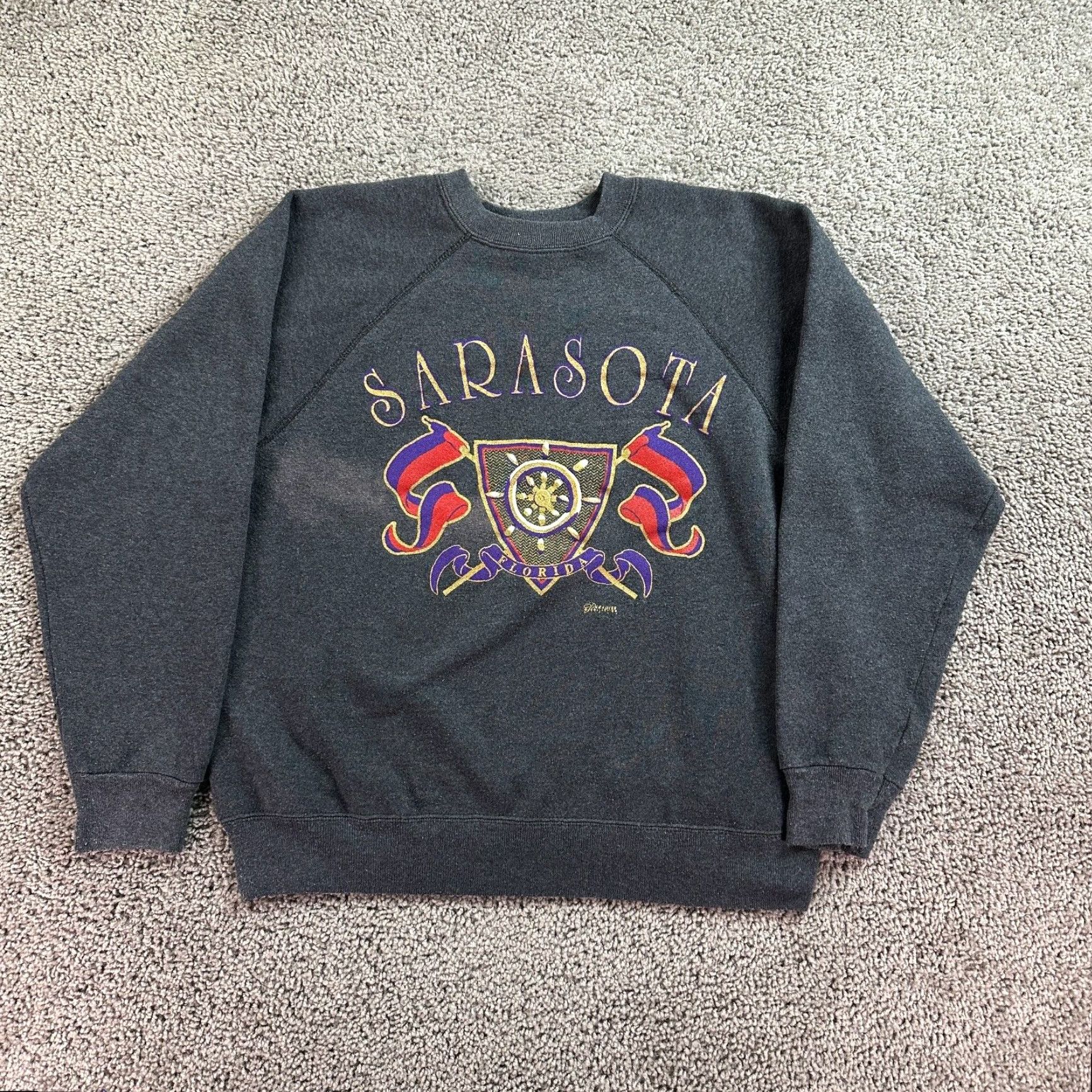 Vintage VINTAGE Paradies Collection Sweatshirt Mens M Sarasota Florida 90s Logo Gray Cotton Polyester Knit Crew Neck All Seasons USA Made Size US M / EU 48-50 / 2 - 2 Thumbnail