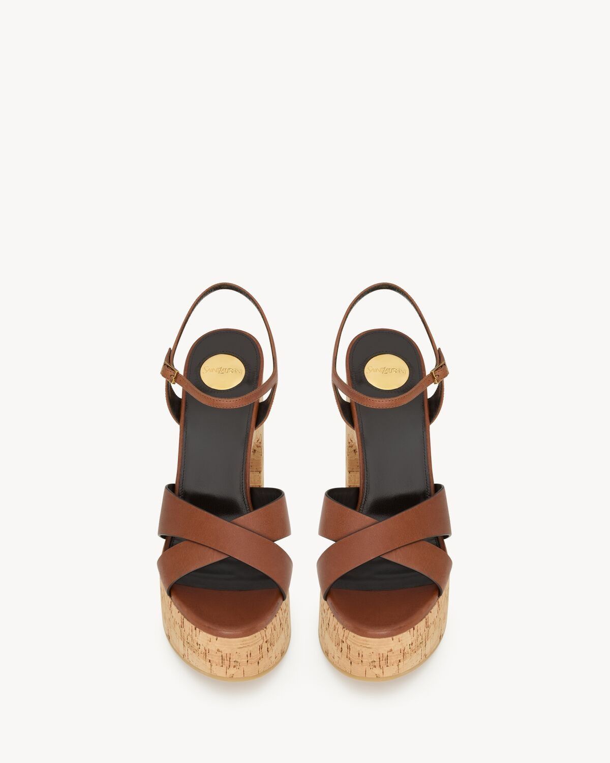 Saint Laurent Paris o1bcso1str0226 Bianca Platform Sandals in Brown Size US 8.5 / IT 38.5 - 3 Thumbnail