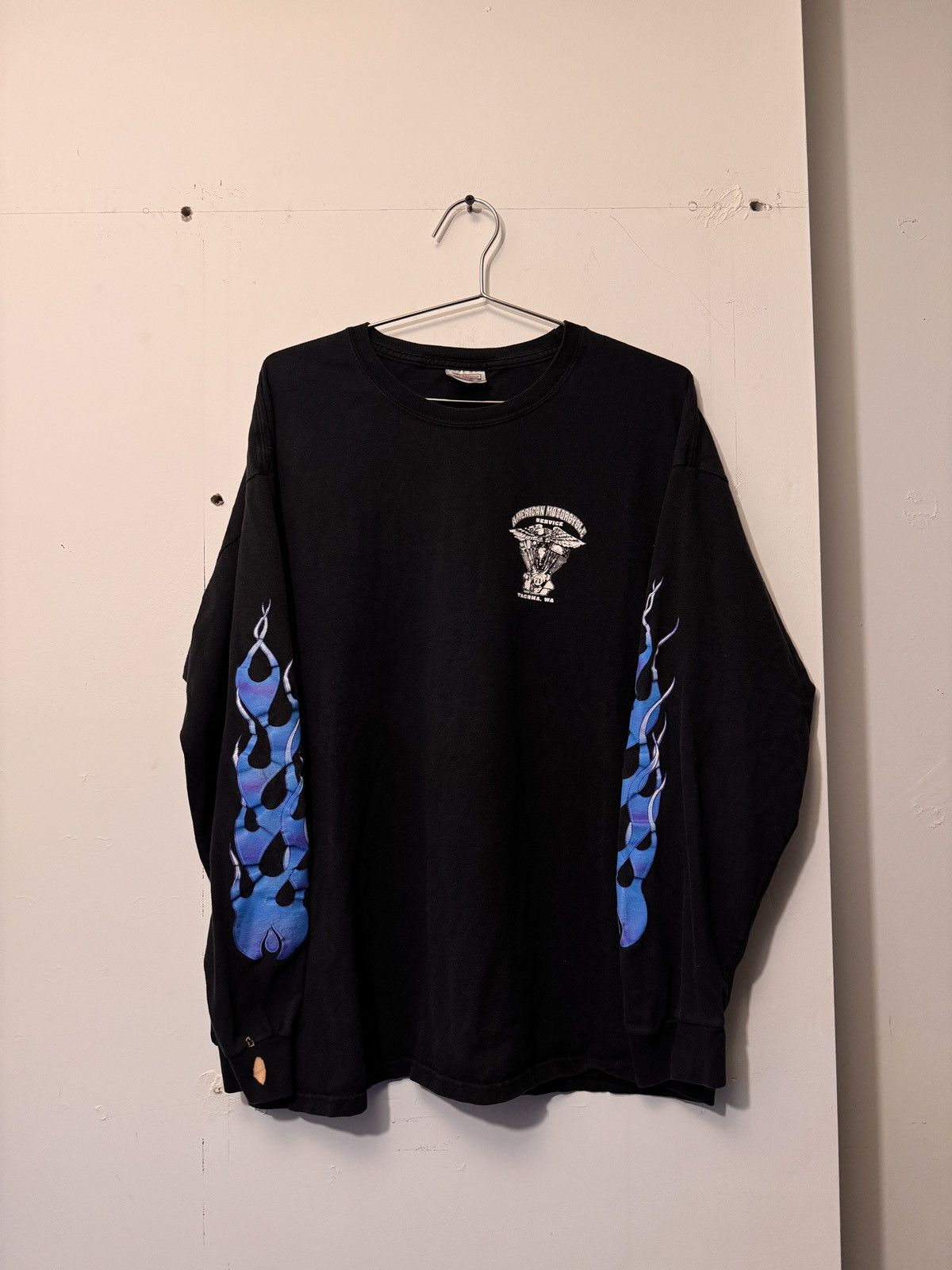 image of Harley Davidson x Vintage Faded Tacoma Motorcycle Dealership Flame Longsleeve in Black (Size XL)