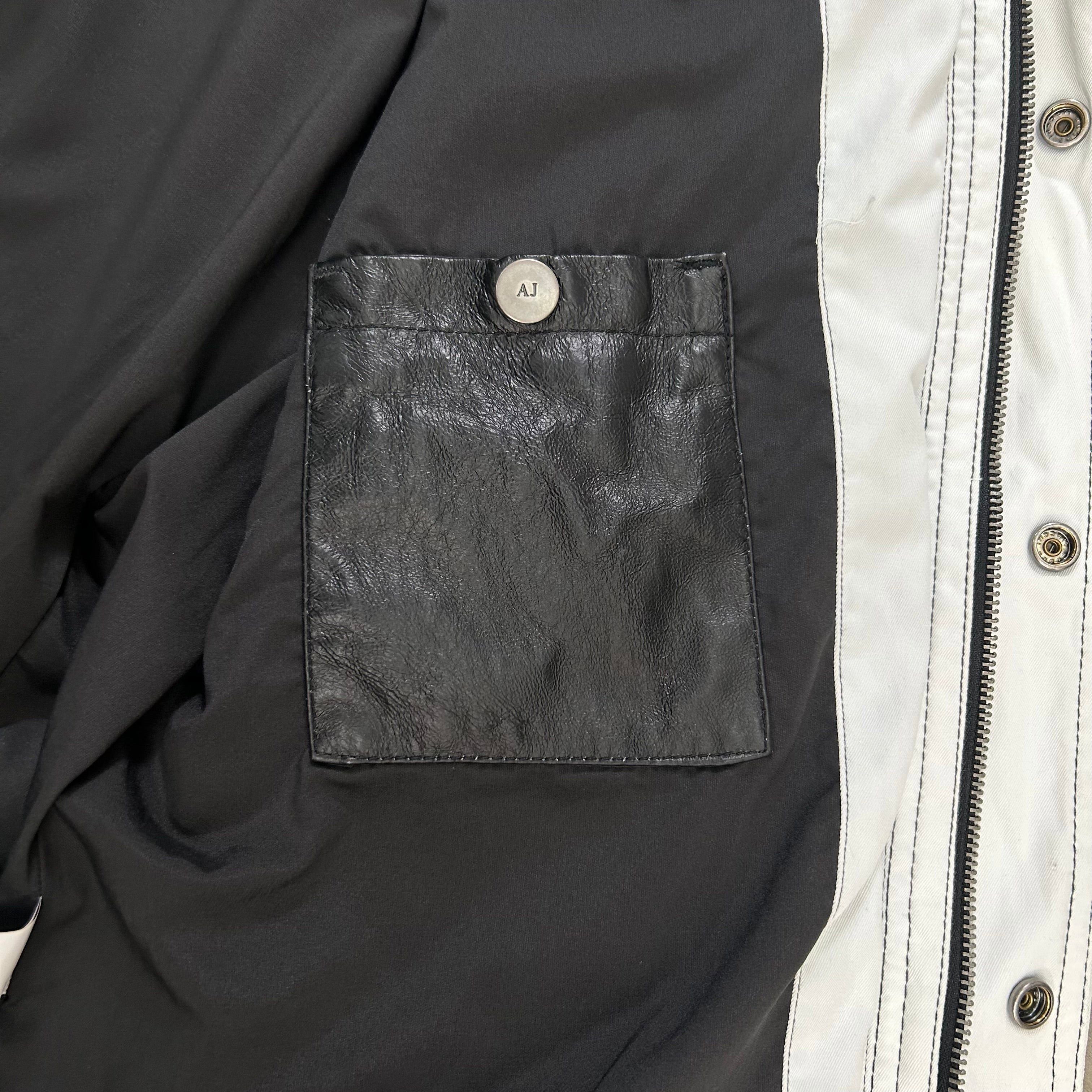 Armani Armani Jeans 2000's Black and White Leather Jacket Size US M / EU 48-50 / 2 - 8 Thumbnail
