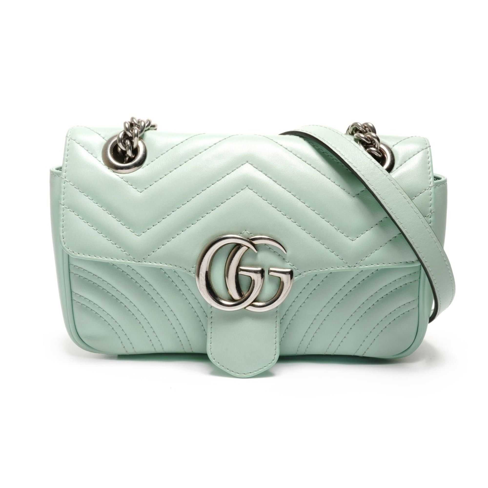Gucci Gucci GG Marmont Leather Shoulder Bag, Green Size ONE SIZE - 1 Thumbnail