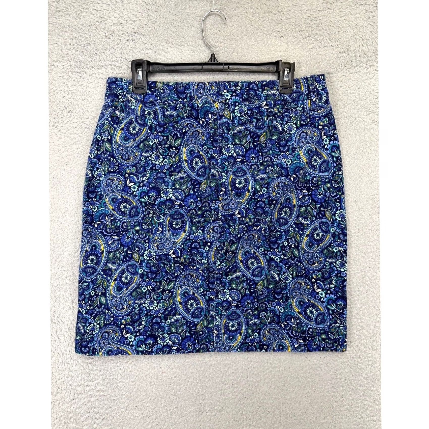 Talbots Talbots Skirt Womens 10P Petite Blue Paisley Corduroy Pencil Mini Stretch Ladies Females Women Casual Size 32" / US 10 / IT 46 - 3 Thumbnail