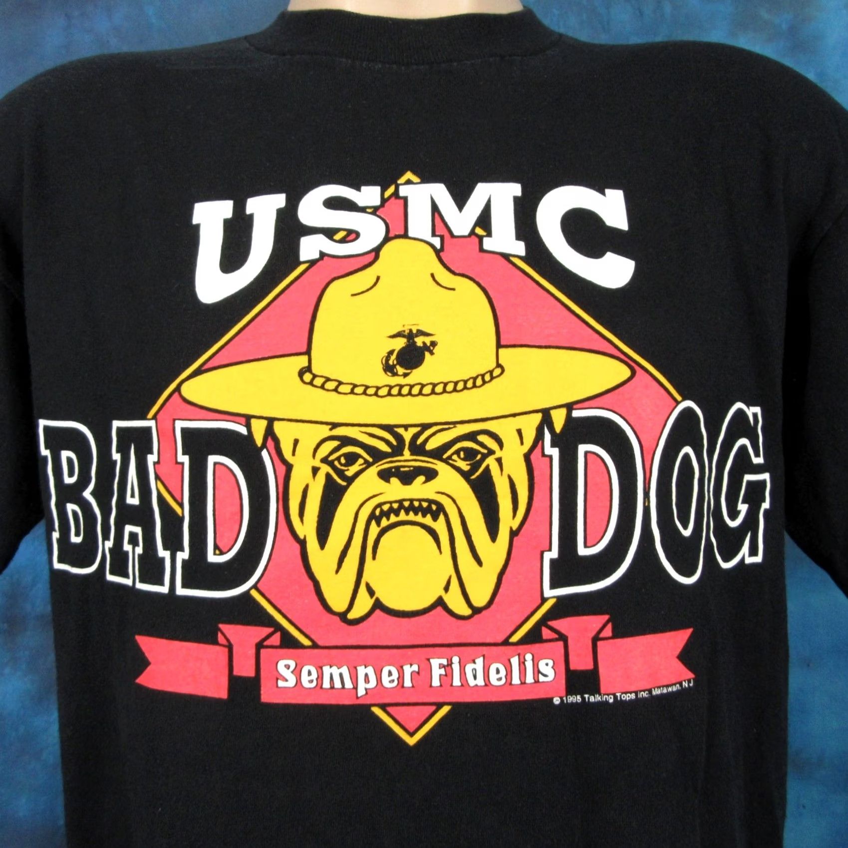 Vintage VINTAGE US MARINE Corps BAD DOG SEMPER FIDELIS BULLDOG T-Shirt Black M/L 80s 90s Men Size US M / EU 48-50 / 2 - 3 Thumbnail