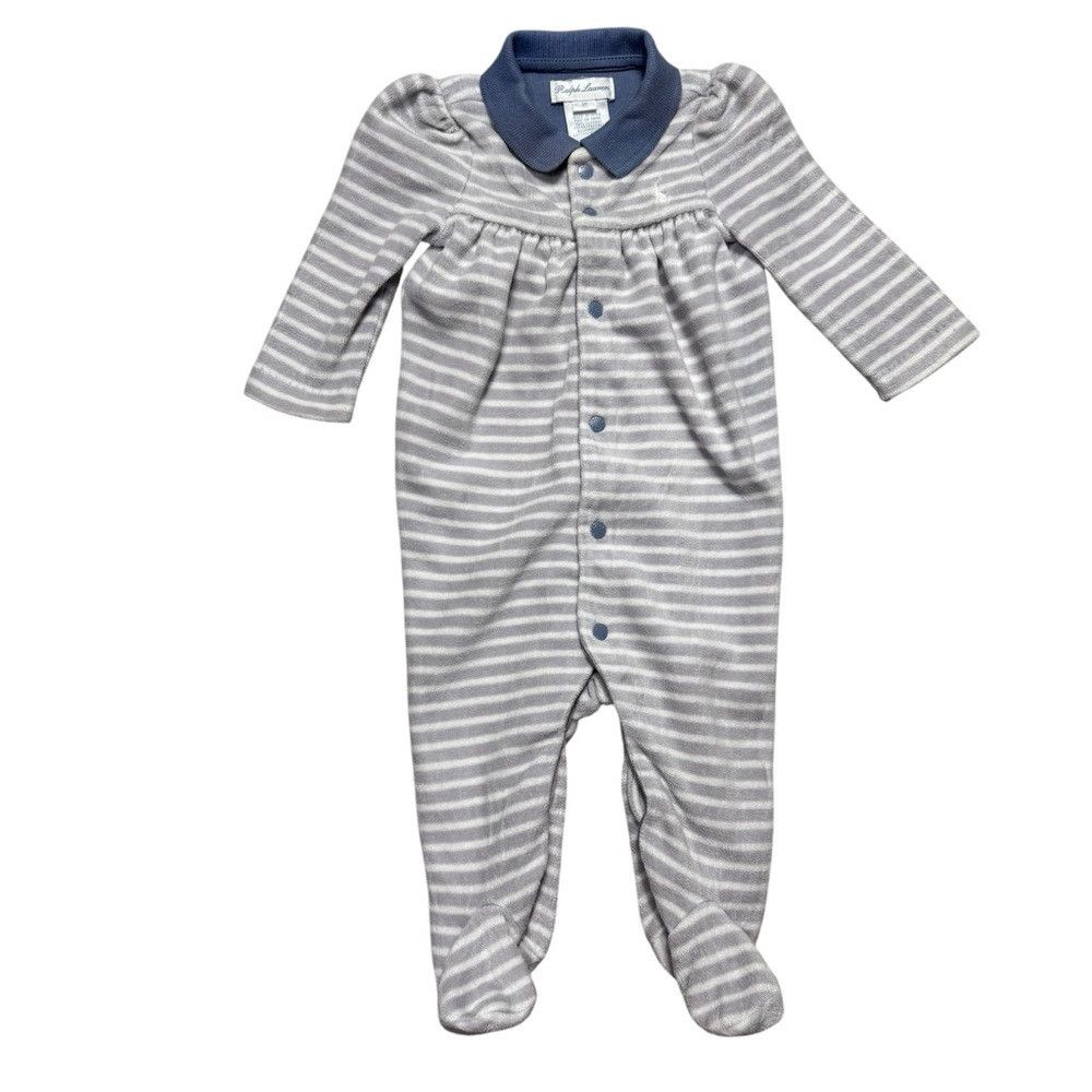 Ralph Lauren Ralph Lauren Baby Striped Cotton Velour Footed Coverall Siz Size US 26 / EU 42 - 1 Thumbnail