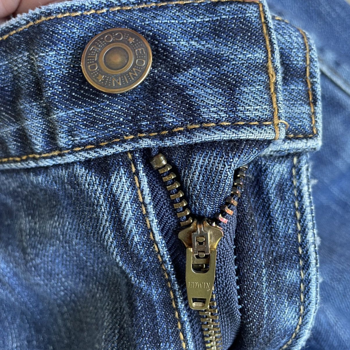 Edwin 🔥Vintage Edwin 404 Stoned Washed Ripped Distress Denim Jeans Size US 32 / EU 48 - 9 Thumbnail
