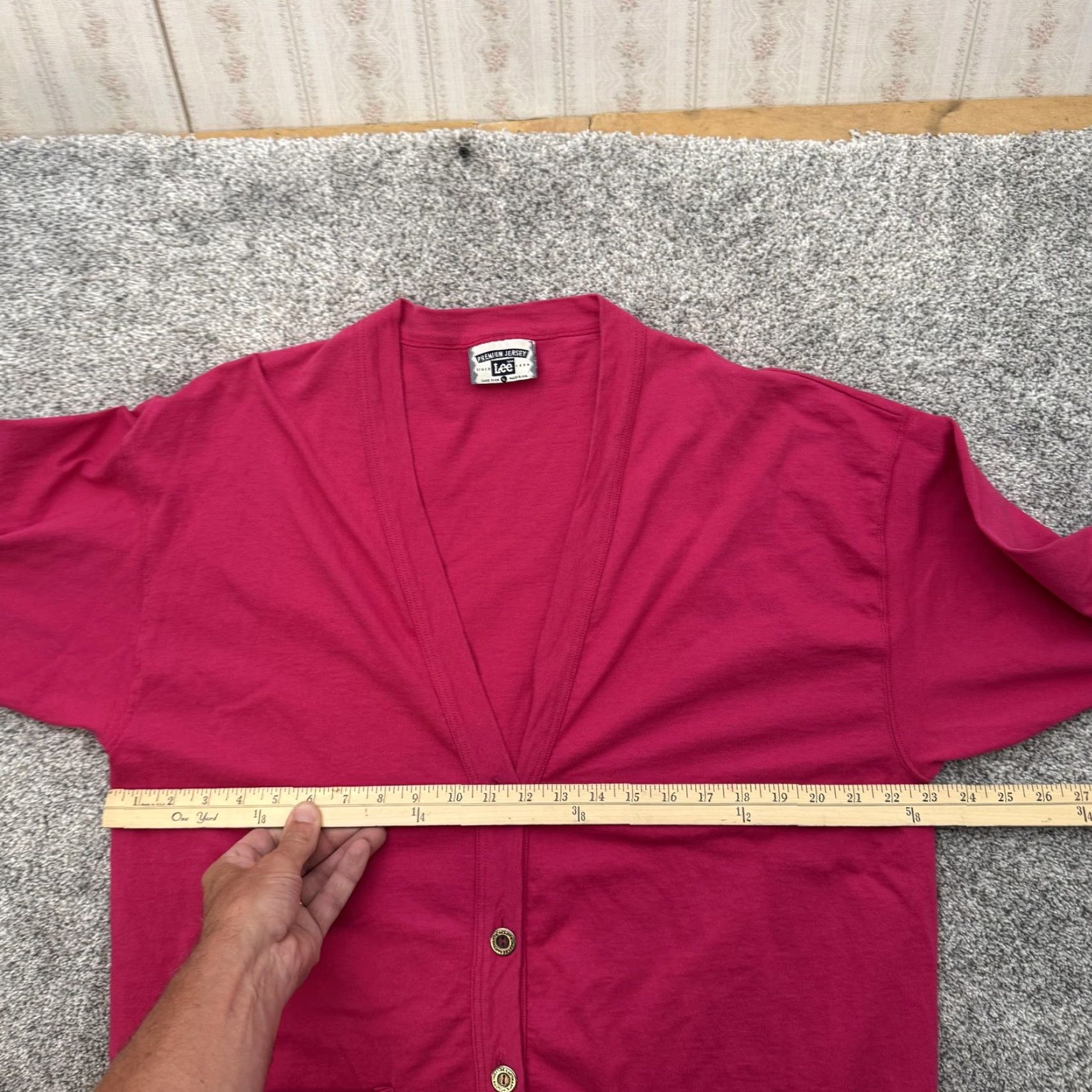 Lee VINTAGE Lee Cardigan Sweater Womens Large Pink Jersey Cotton USA 90s Size L / US 10 / IT 46 - 3 Thumbnail