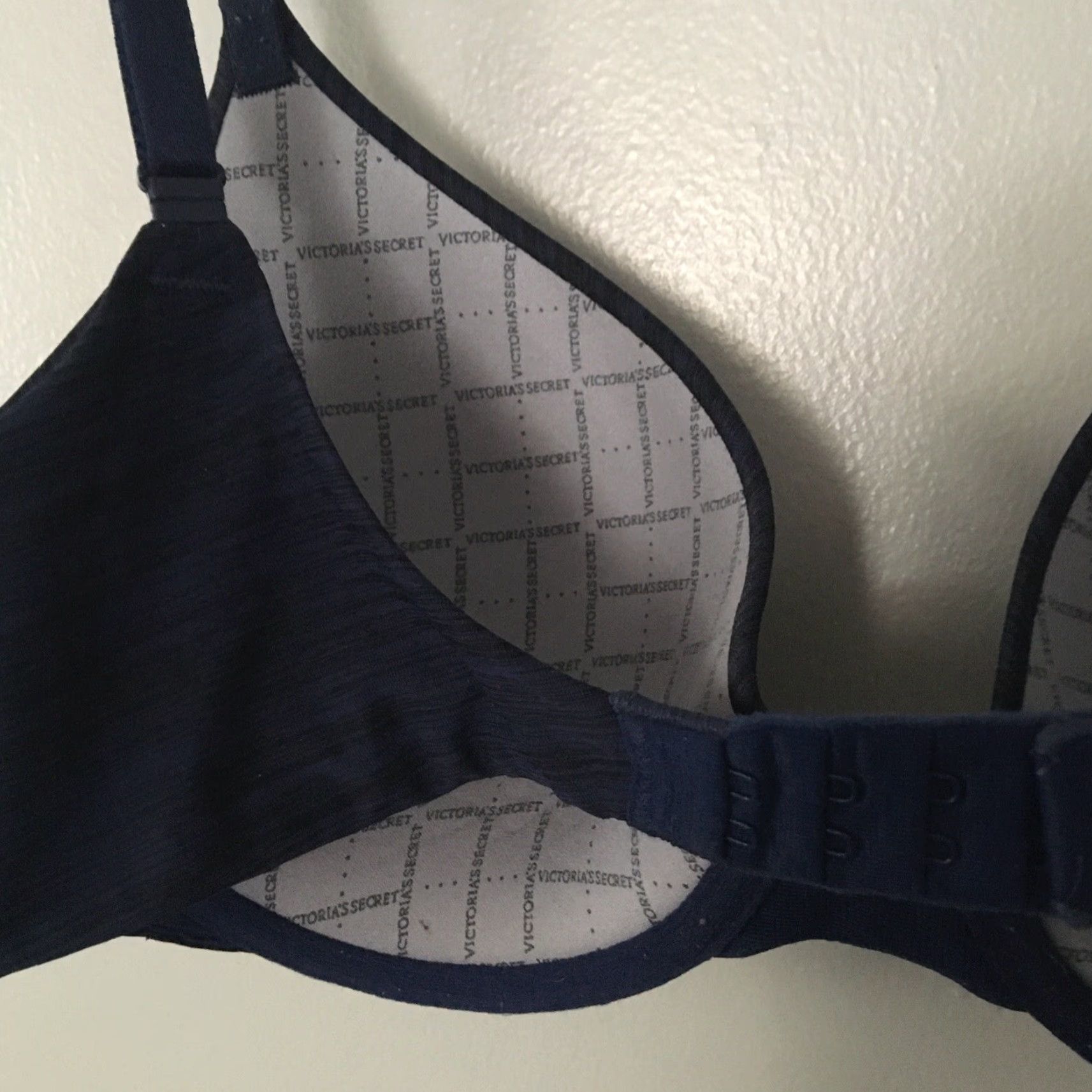 Victoria's Secret Victoria’s Secret Uplift Semi Demi Bra 34C Navy Blue Heathered Satin Underwired Push Up Band 34 C Womens Size ONE SIZE - 4 Thumbnail