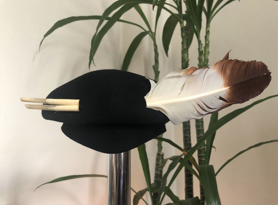 Vintage 1940's Belvedere Wool Hat with Large Feather Accent