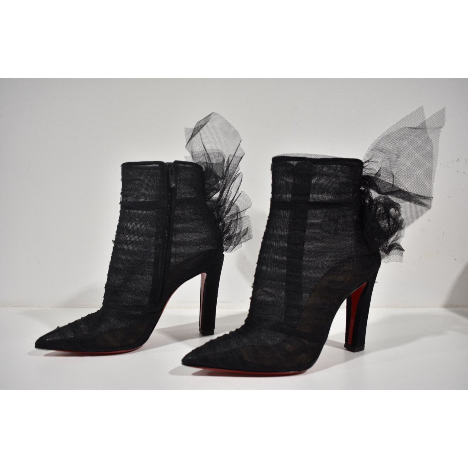 Christian Louboutin Christian Louboutin Libellibooty 100 Black Mesh Tulle Size US 10 / IT 40 - 6 Thumbnail
