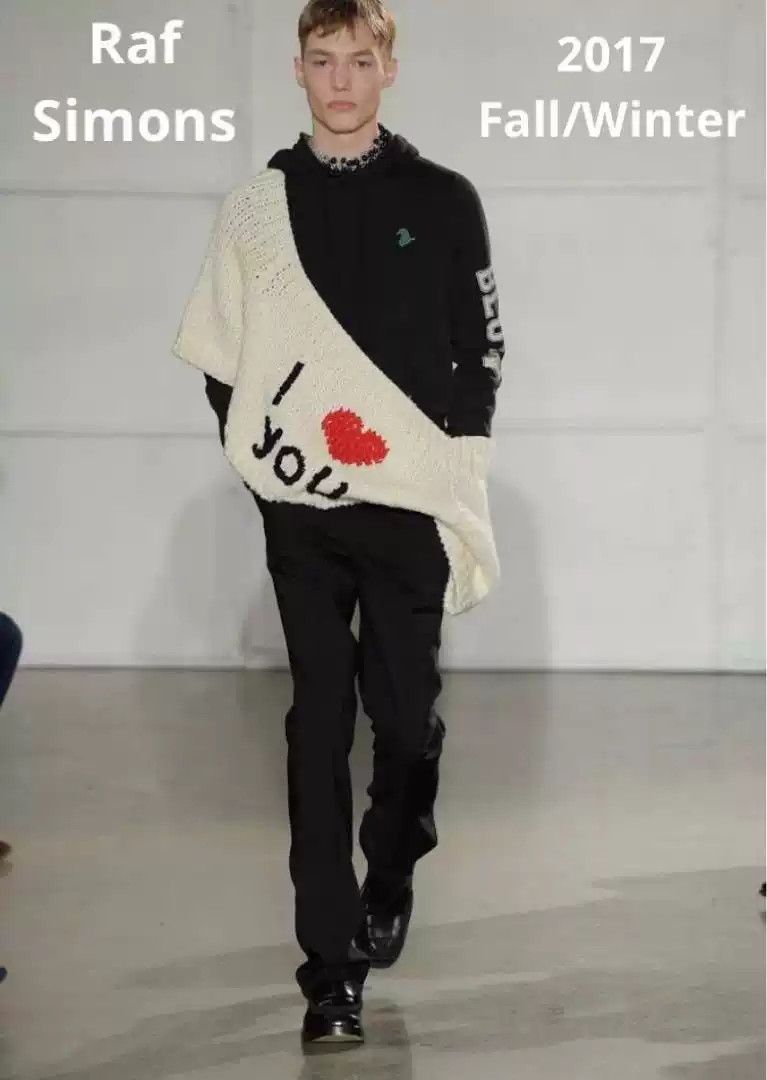 Raf Simons17AW embroidered short sweater