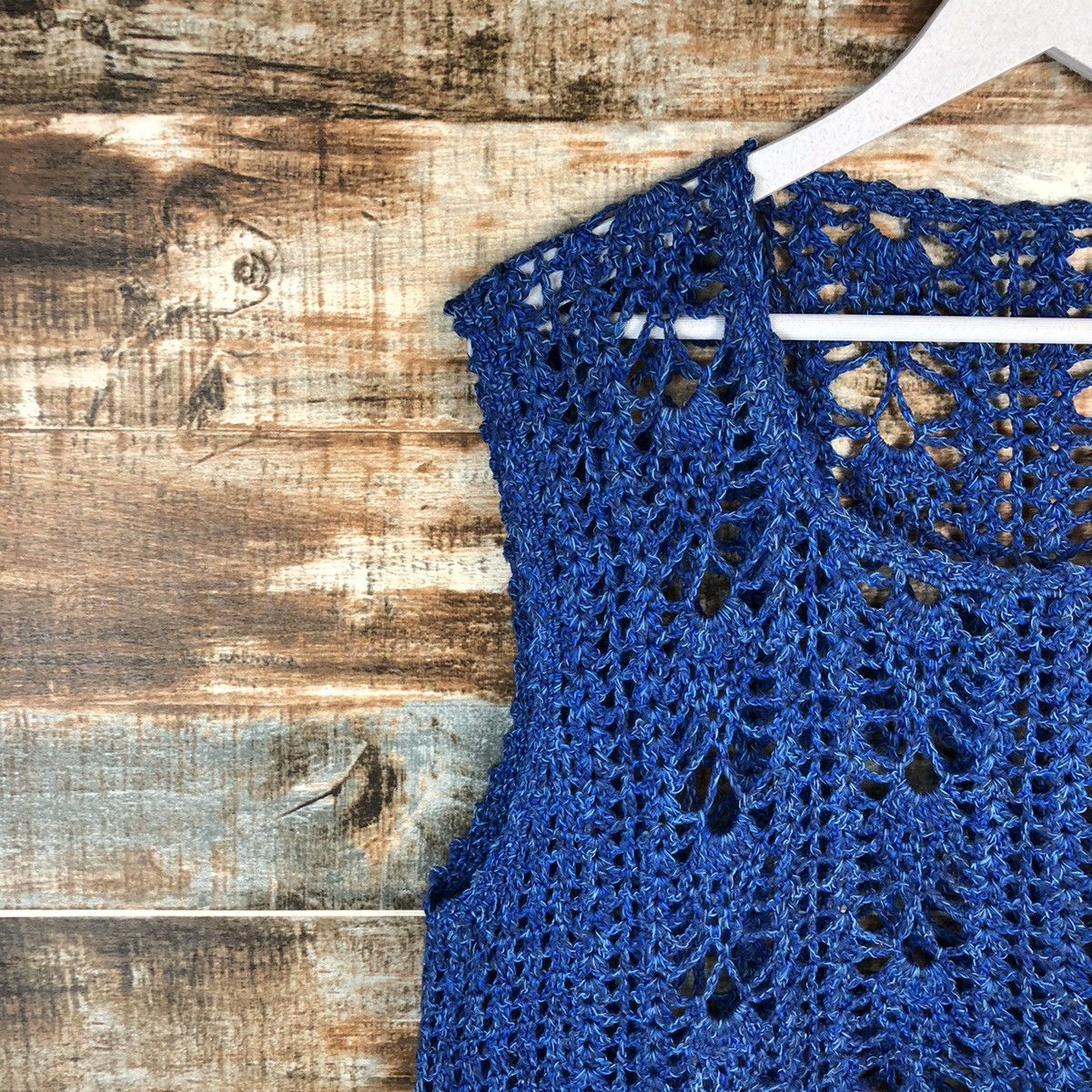 Handmade Japan vintage crochet mesh net knitwear handmade Vest #A2248 Size L / US 10 / IT 46 - 7 Thumbnail