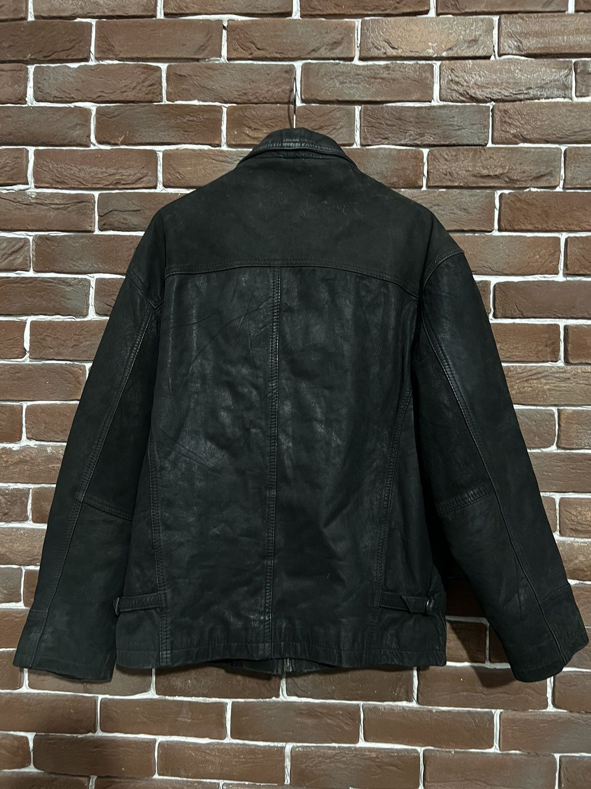 Vintage Rare Vintage Genuine Leather Boxy Cropped Jacket 90s Metal Size US L / EU 52-54 / 3 - 2 Thumbnail