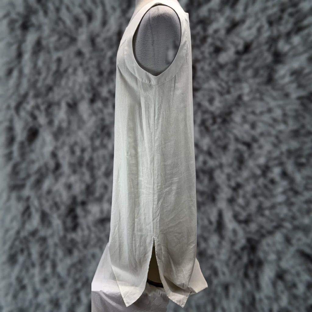 DKNY DKNY V-Neck Linen Maxi Slip Dress Minimalist Lagenlook Classic Quiet Luxury M Dress Women Long White Sleeveless Pullover Casual Travel Party/Cocktail Size M / US 6-8 / IT 42-44 - 1 Thumbnail