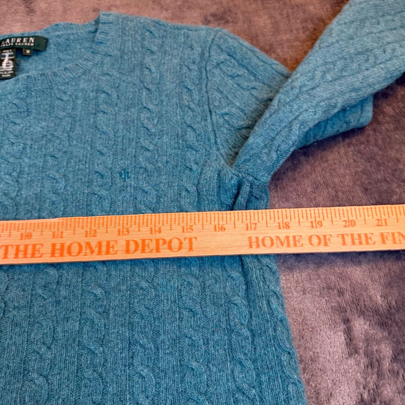 Ralph Lauren Lauren Ralph Lauren Teal Blue Merino Wool Angora Cable Knit Sweater Womens M Size M / US 6-8 / IT 42-44 - 6 Thumbnail