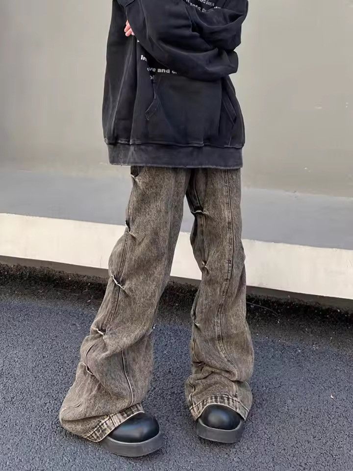 Jean Y2k Cargo Flared Stack Jeans Wide Leg Bootcut Stacked Size US 34 / EU 50 - 10 Thumbnail
