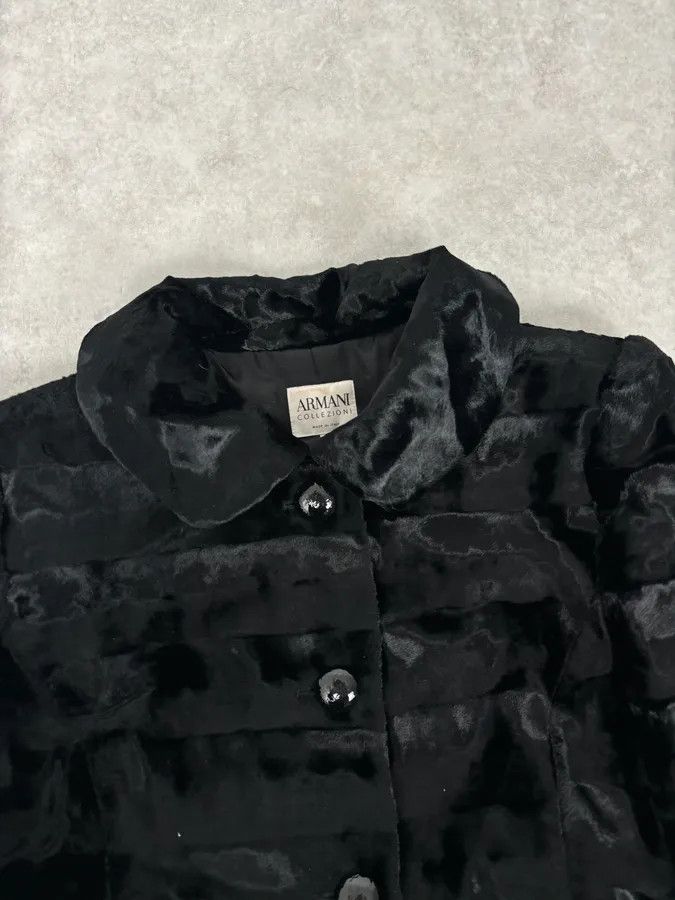 Armani Collezioni FW2009 Armani Collezioni Black Faux Fur Textured Long Coat Size M / US 6-8 / IT 42-44 - 4 Thumbnail