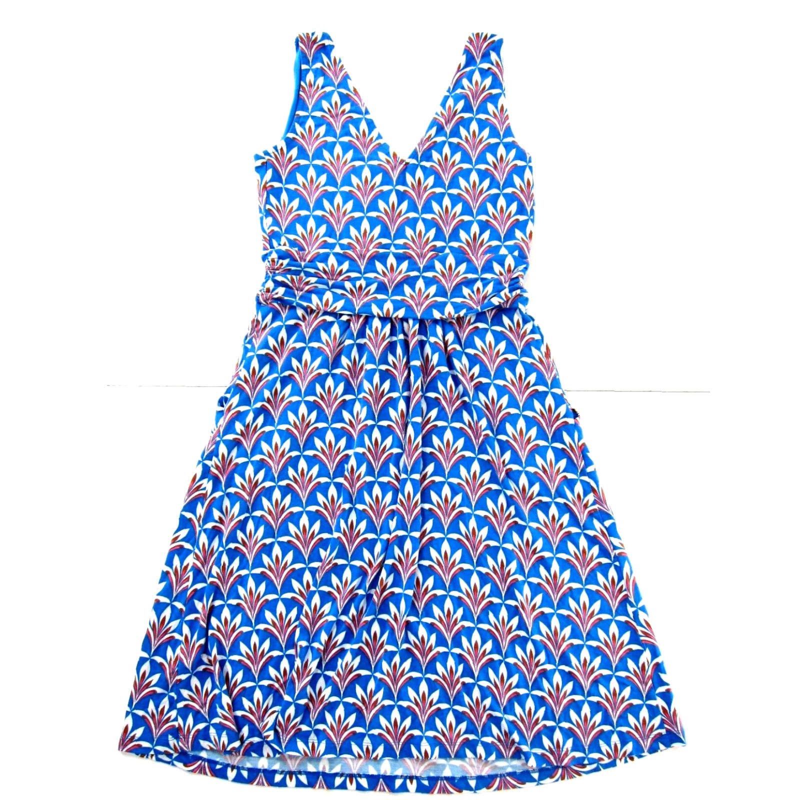 Boden Boden Blue Pink Brown Floral Stretch Sleeveless Pocket V-Neck Tank Sun Dress 4R Size S / US 4 / IT 40 - 2 Thumbnail
