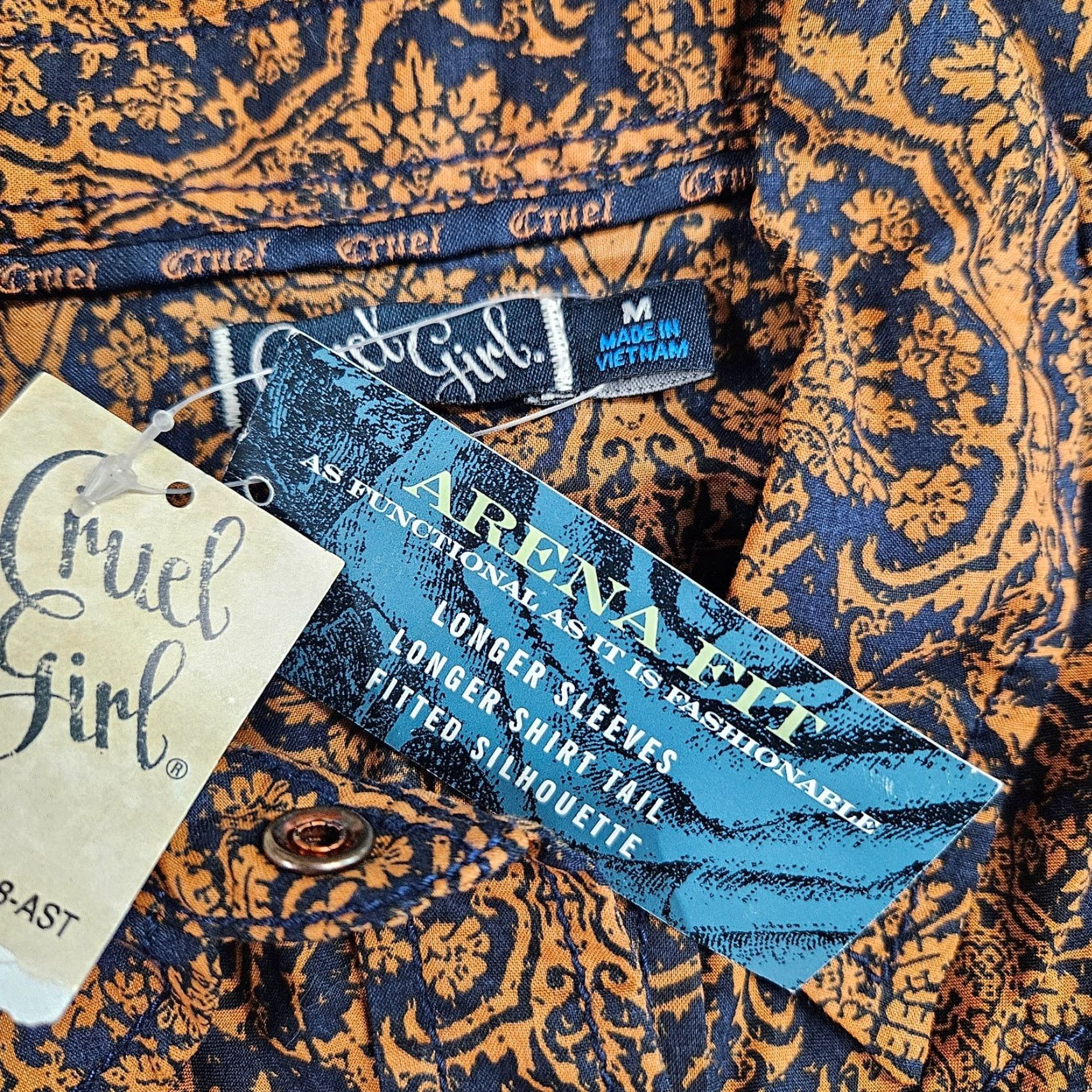 Vintage Cruel Girl Womens Pearl Snap Shirt Sz Medium Brown Floral Long Sleeve Size M / US 6-8 / IT 42-44 - 6 Thumbnail