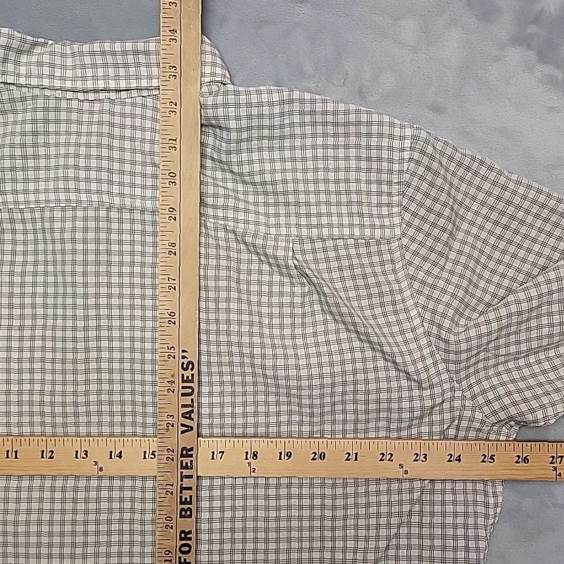 Eddie Bauer Eddie Bauer Shirt Mens LT Beige Plaid Performance Nylon Blend Outdoors Button-Up, Short Sleeve, Casual, Classic, USA Theme, Pockets, Woven Size US L / EU 52-54 / 3 - 8 Thumbnail