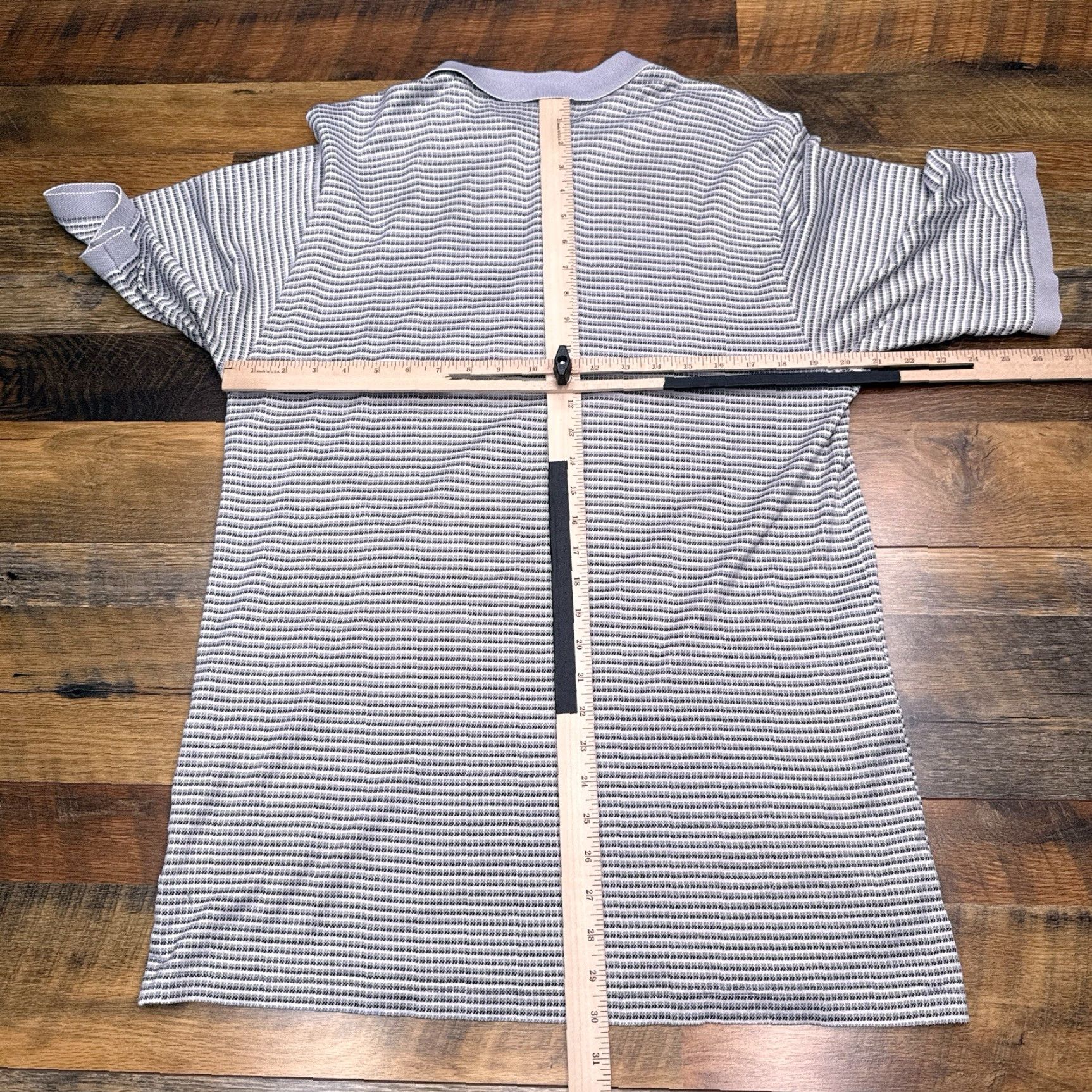 Vintage VINTAGE Bobby Jones Polo Shirt Mens L Gray Striped Italy 90s Golf Button Collar Short Sleeve knit 100% Cotton Classic Size US L / EU 52-54 / 3 - 7 Thumbnail