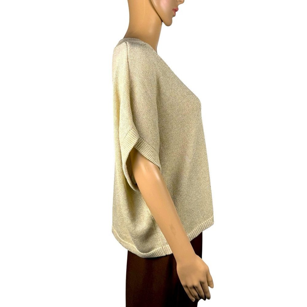 Vince Camuto NWT New $79 Vince Camuto Metallic V-Neck Pale Sand Silver S Size XL / US 12-14 / IT 48-50 - 3 Thumbnail