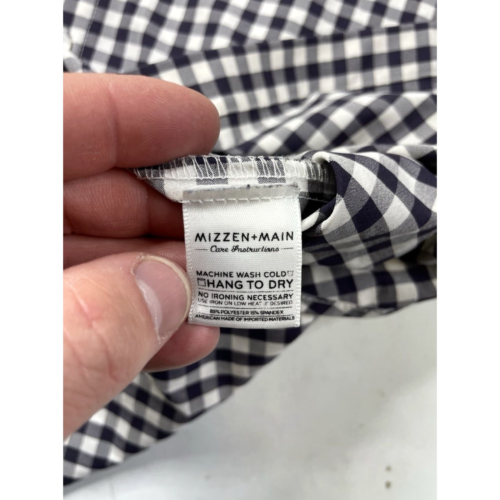 Mizzen+Main Mizzen+Main Shirt Mens MT Gingham Check Plaid Button-Up Long Sleeve Spread Collar Slim Fit Multicolor Polyester Spandex Size US M / EU 48-50 / 2 - 7 Thumbnail